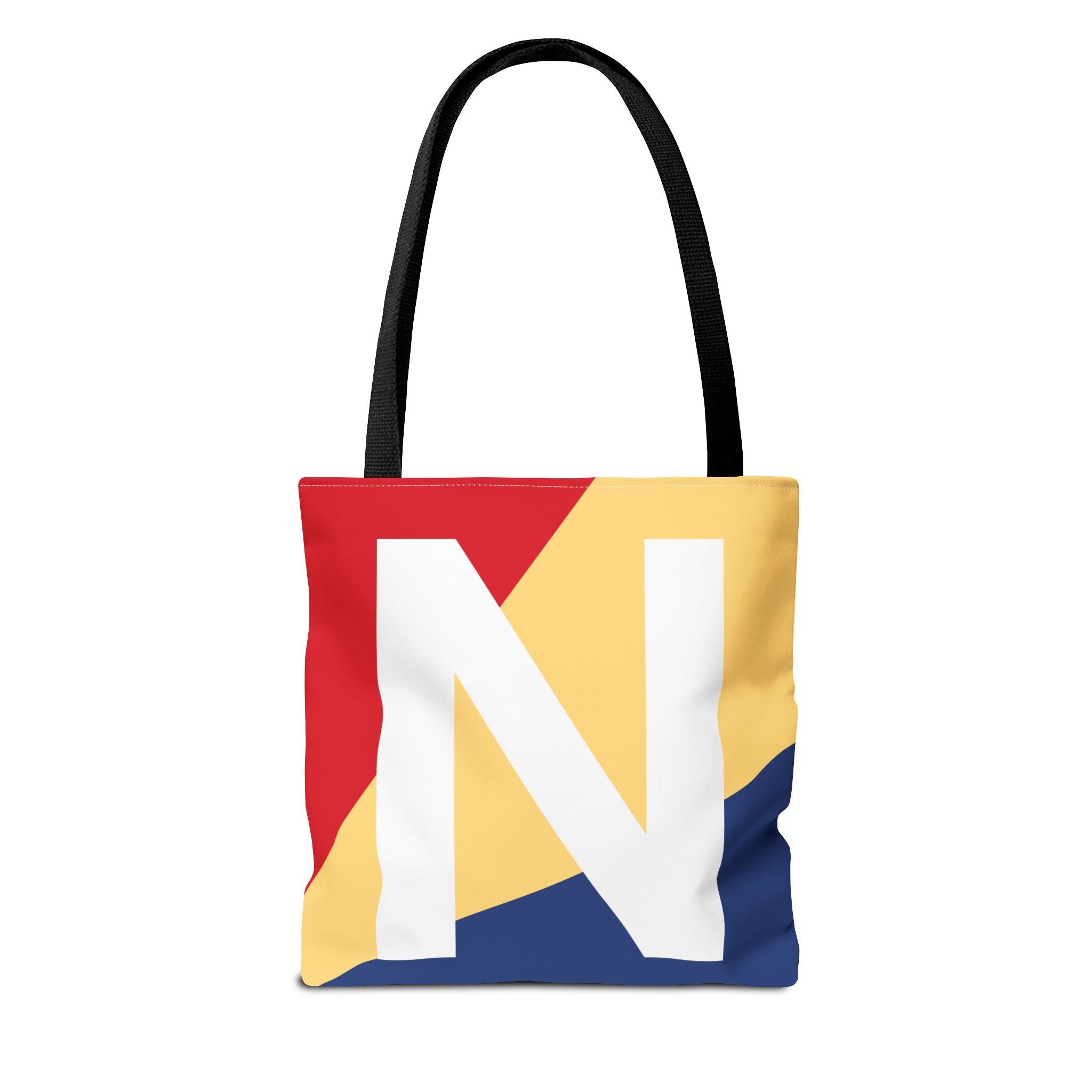 Monogram 'N' Colorblock Tote Bag — Personalized Initial N Shoulder Tote