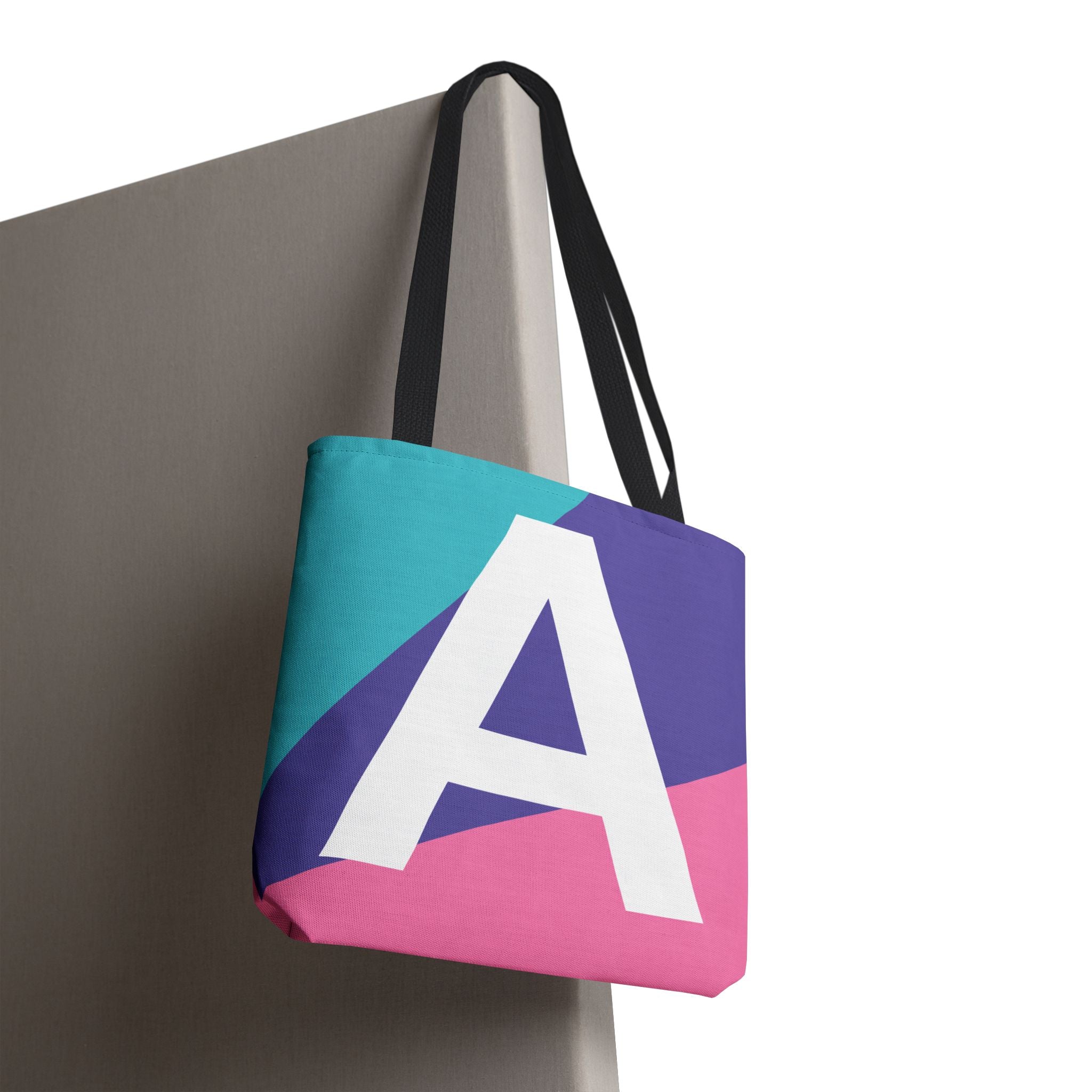 Monogram 'A' Colorblock Tote Bag — Personalized Initial A Shoulder Tote