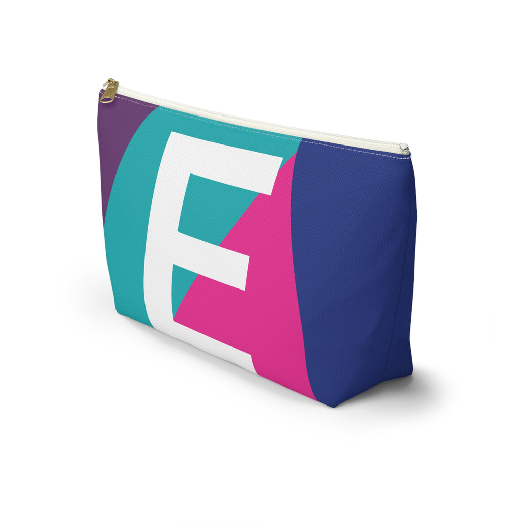 Initials Colorblock Accessory Pouch — Monogram E T-Bottom Cosmetic Bag