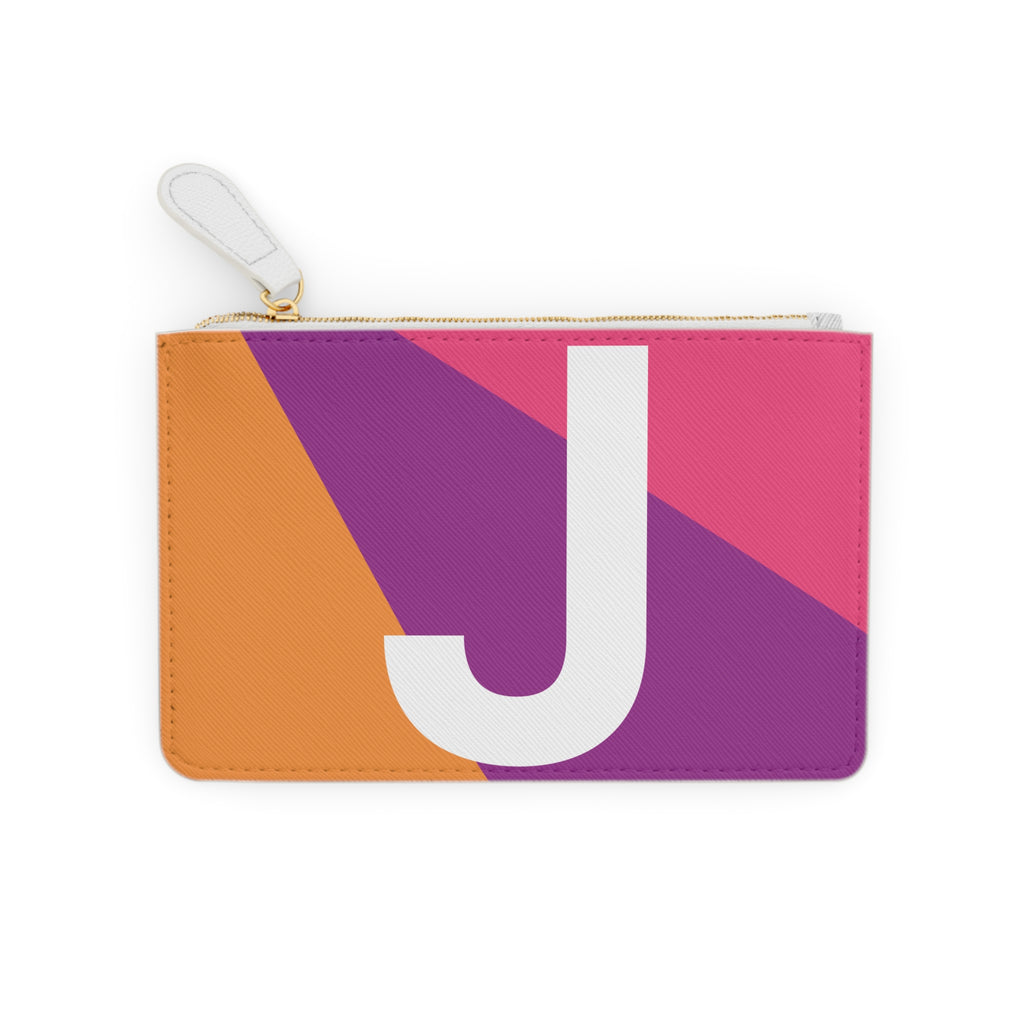 Initial J Mini Clutch — Colorblock Monogram Wristlet Wallet