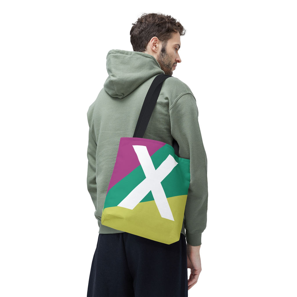 Monogram 'X' Colorblock Tote Bag — Personalized Initial X Shoulder Tote