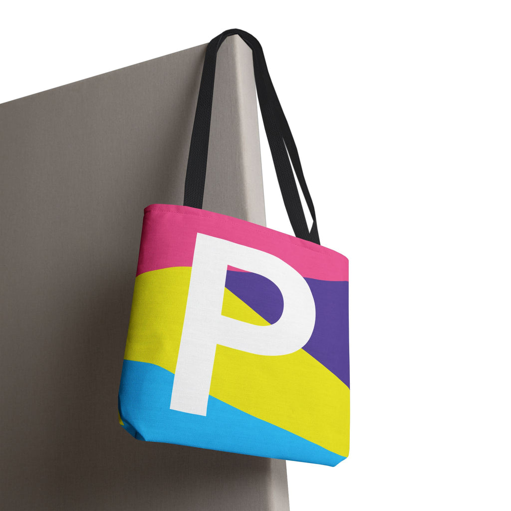 Monogram 'P' Colorblock Tote Bag — Personalized Initial P Shoulder Tote