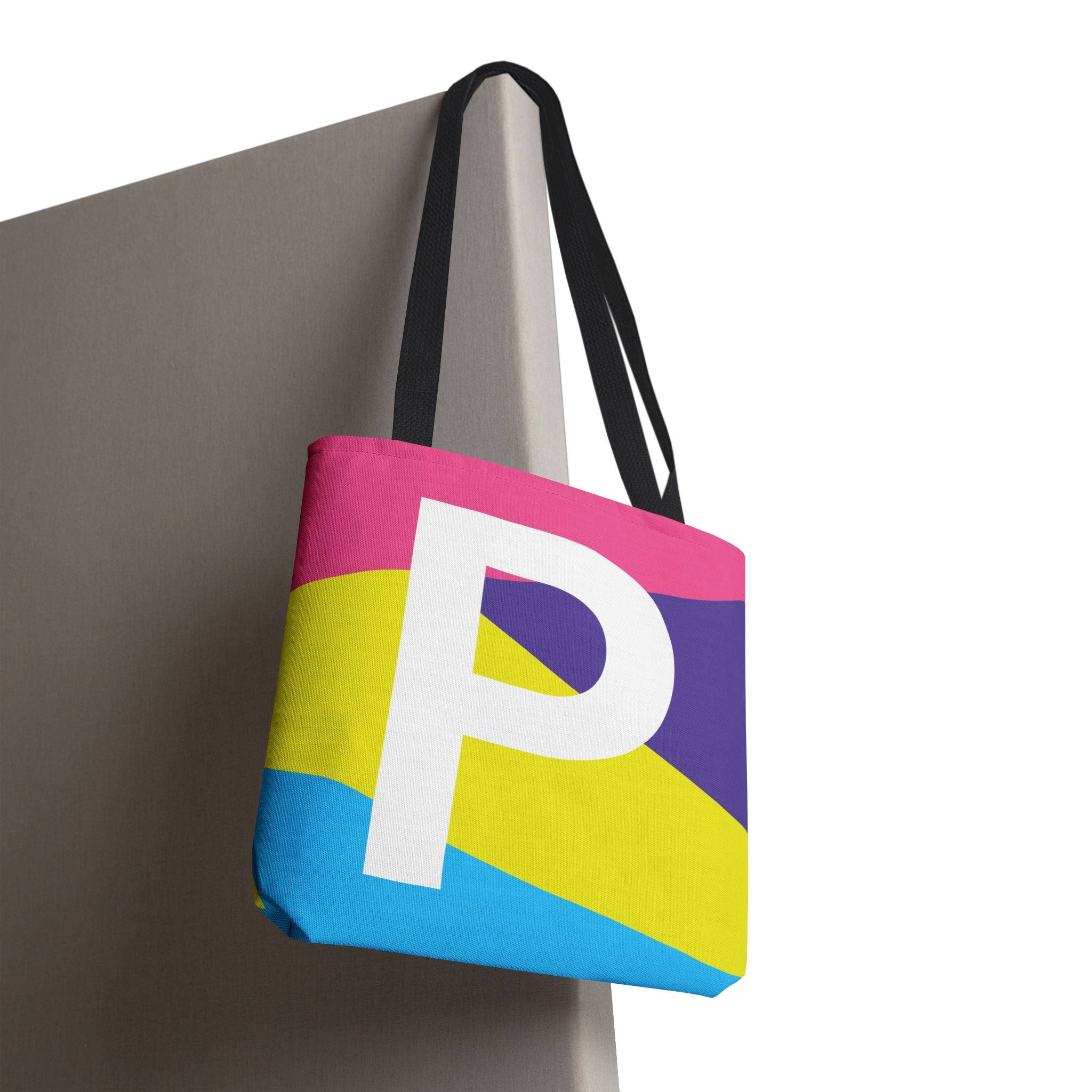 Monogram 'P' Colorblock Tote Bag — Personalized Initial P Shoulder Tote
