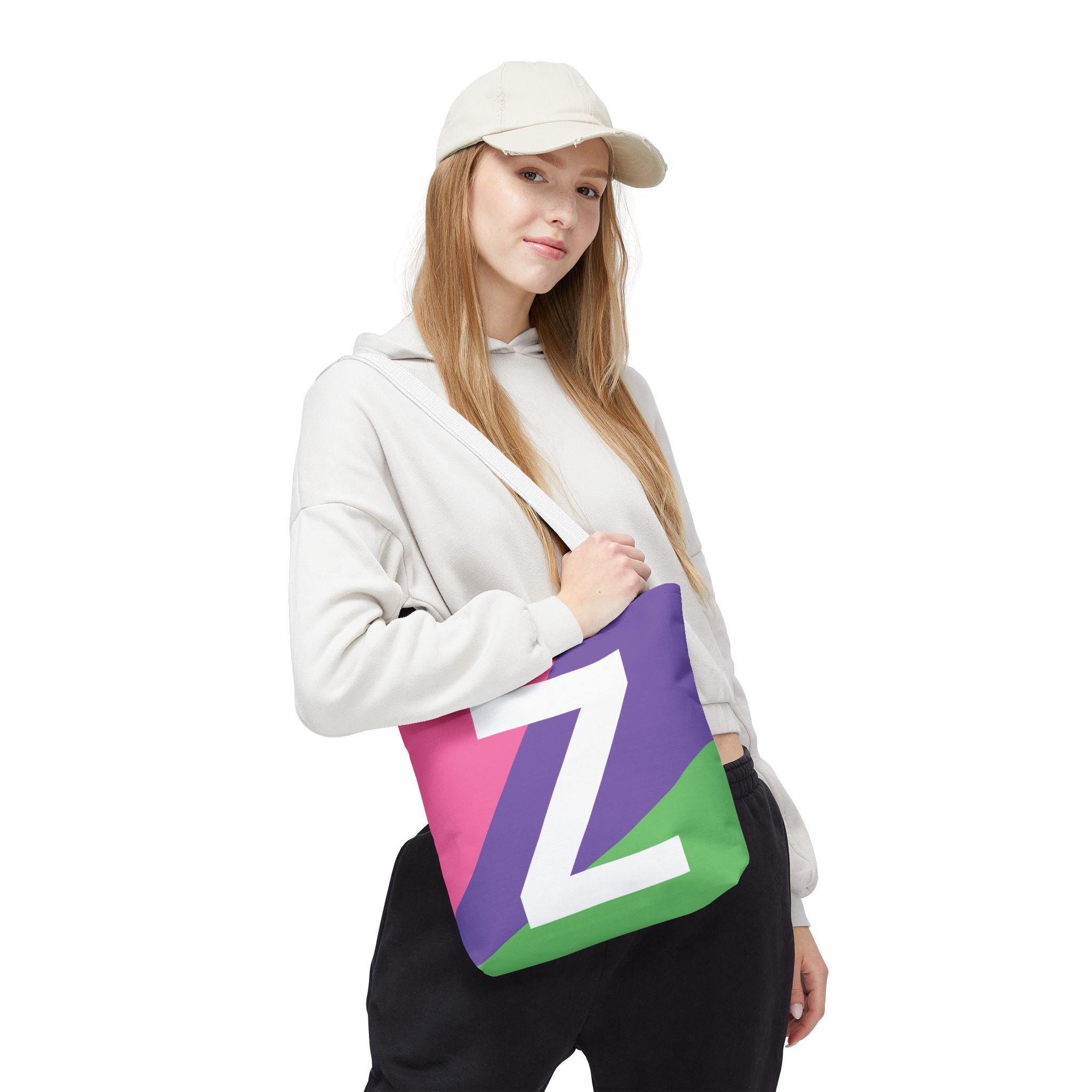 Monogram 'Z' Colorblock Tote Bag — Personalized Initial Z Shoulder Tote