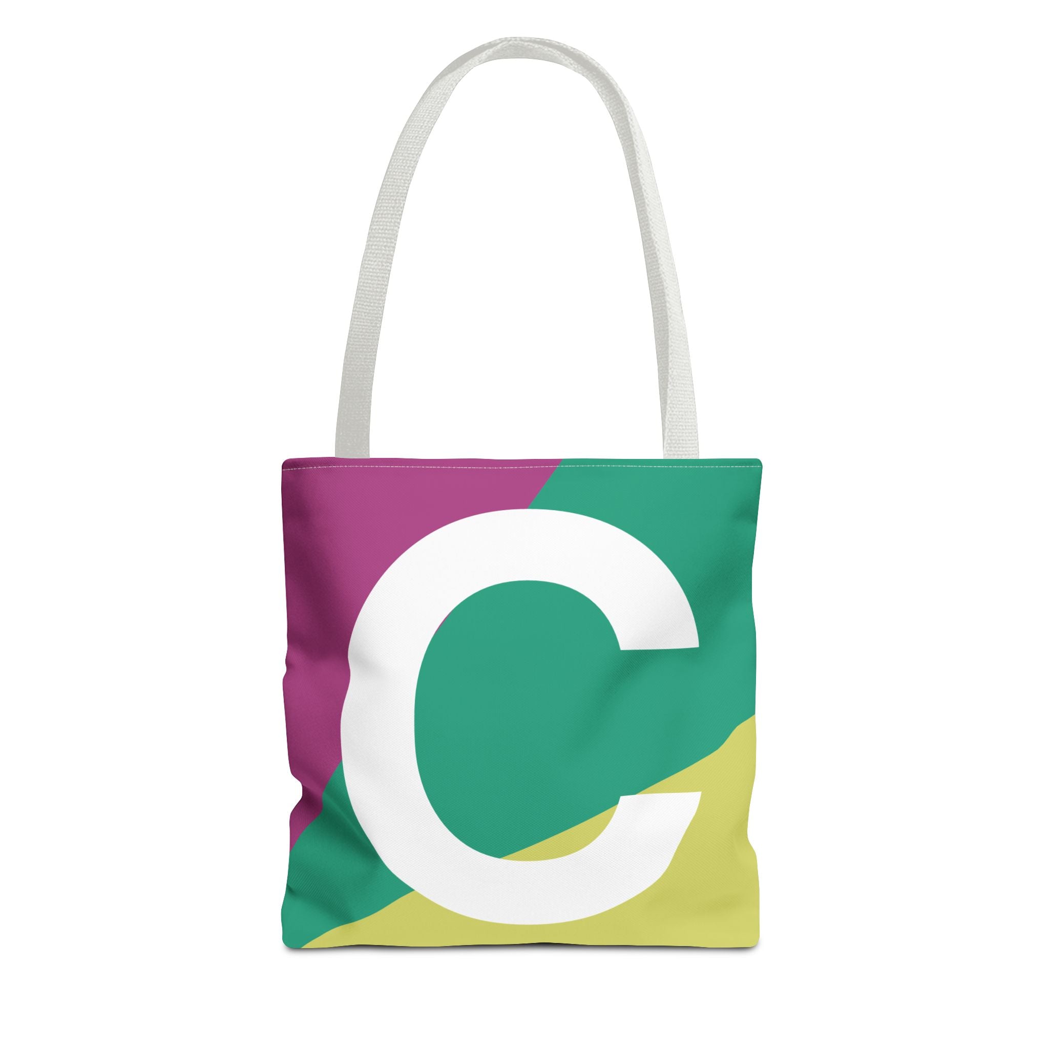 Monogram 'C' Colorblock Tote Bag — Personalized Initial C Shoulder Tote