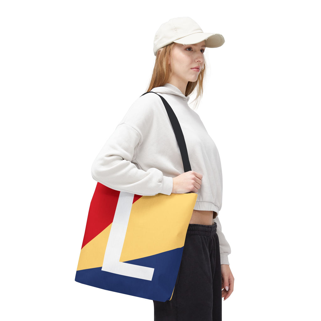 Monogram 'L' Colorblock Tote Bag — Personalized Initial L Shoulder Tote