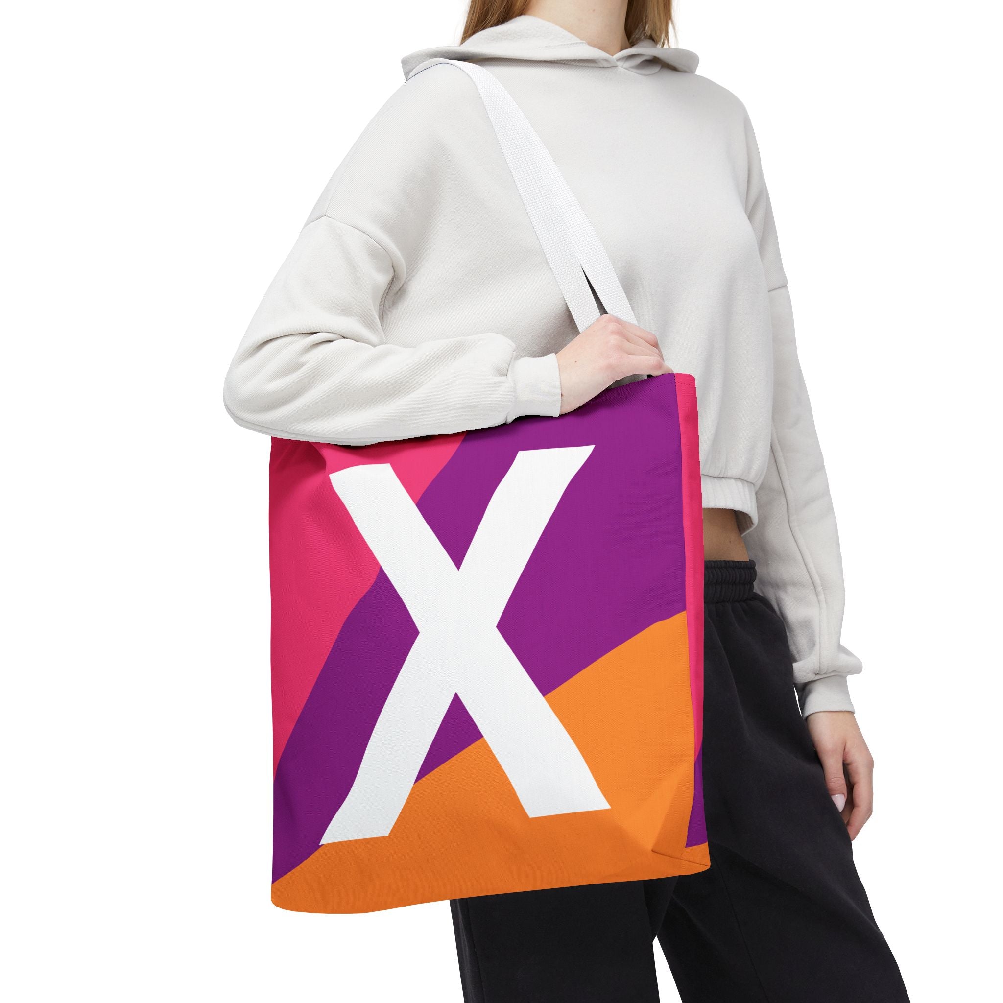 Monogram 'X' Colorblock Tote Bag — Personalized Initial X Shoulder Tote
