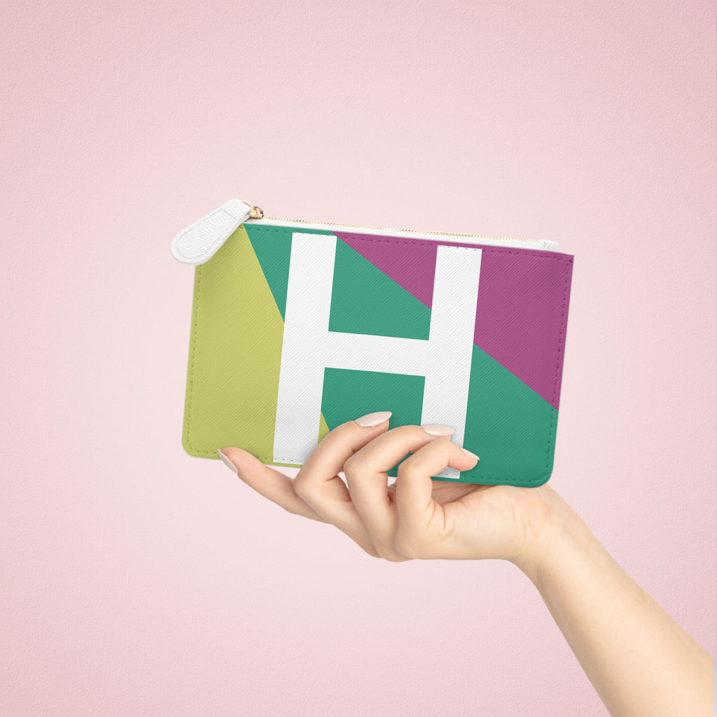 Initial H Mini Clutch — Colorblock Monogram Wristlet Wallet
