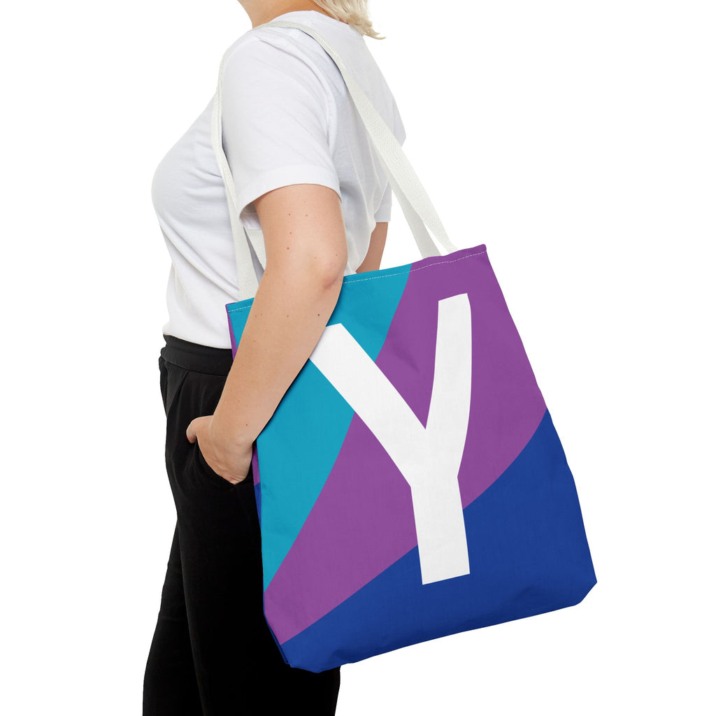Monogram 'Y' Colorblock Tote Bag — Personalized Initial Y Shoulder Tote