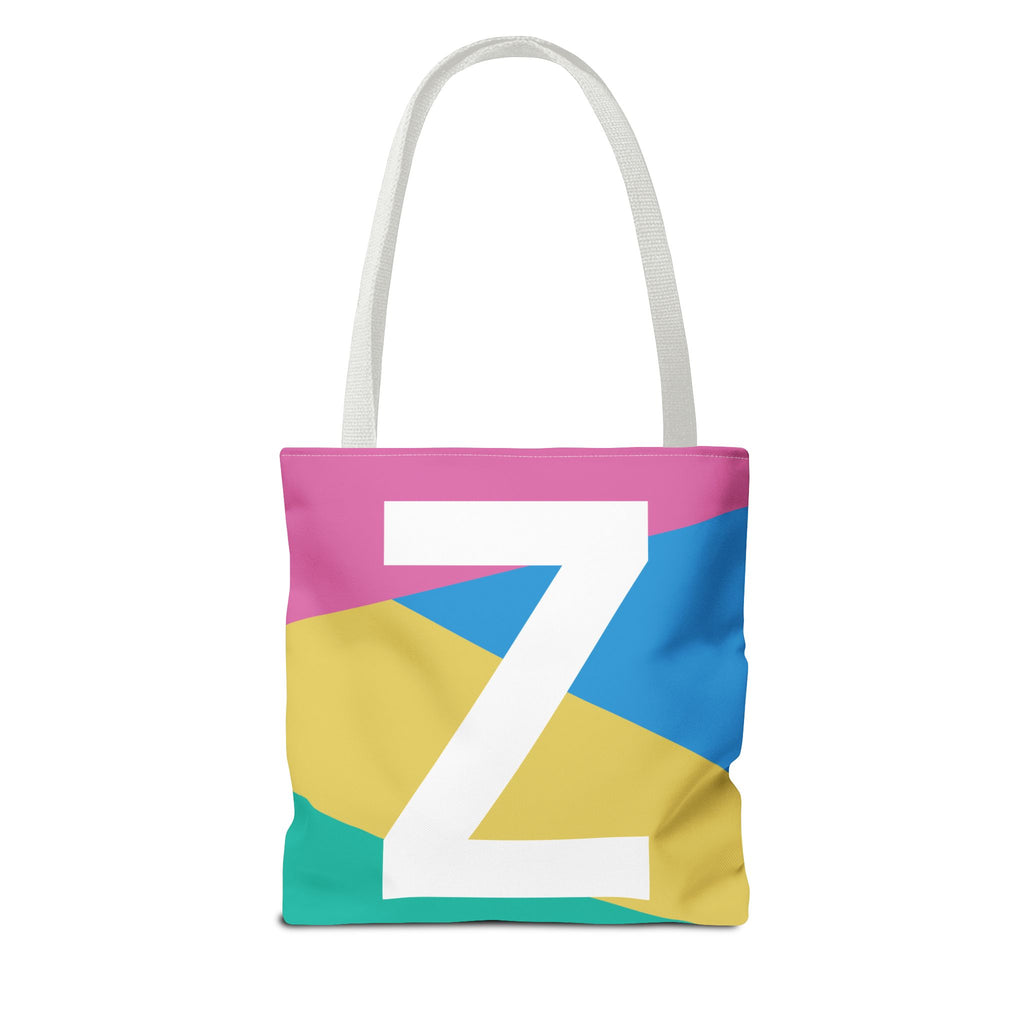 Monogram 'Z' Colorblock Tote Bag — Personalized Initial Z Shoulder Tote
