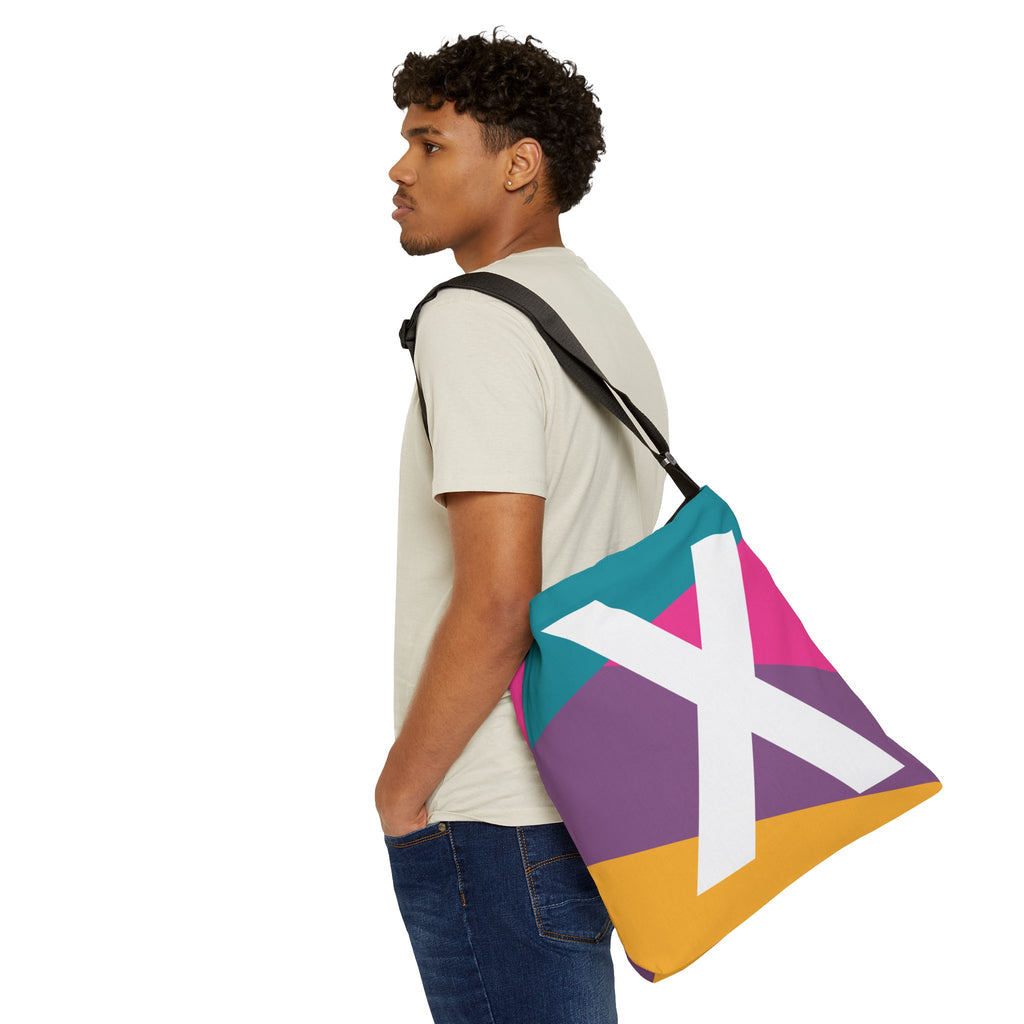 Initial Letter 'X' Colorblock Adjustable Tote Bag — Monogram Alphabet Shoulder Bag