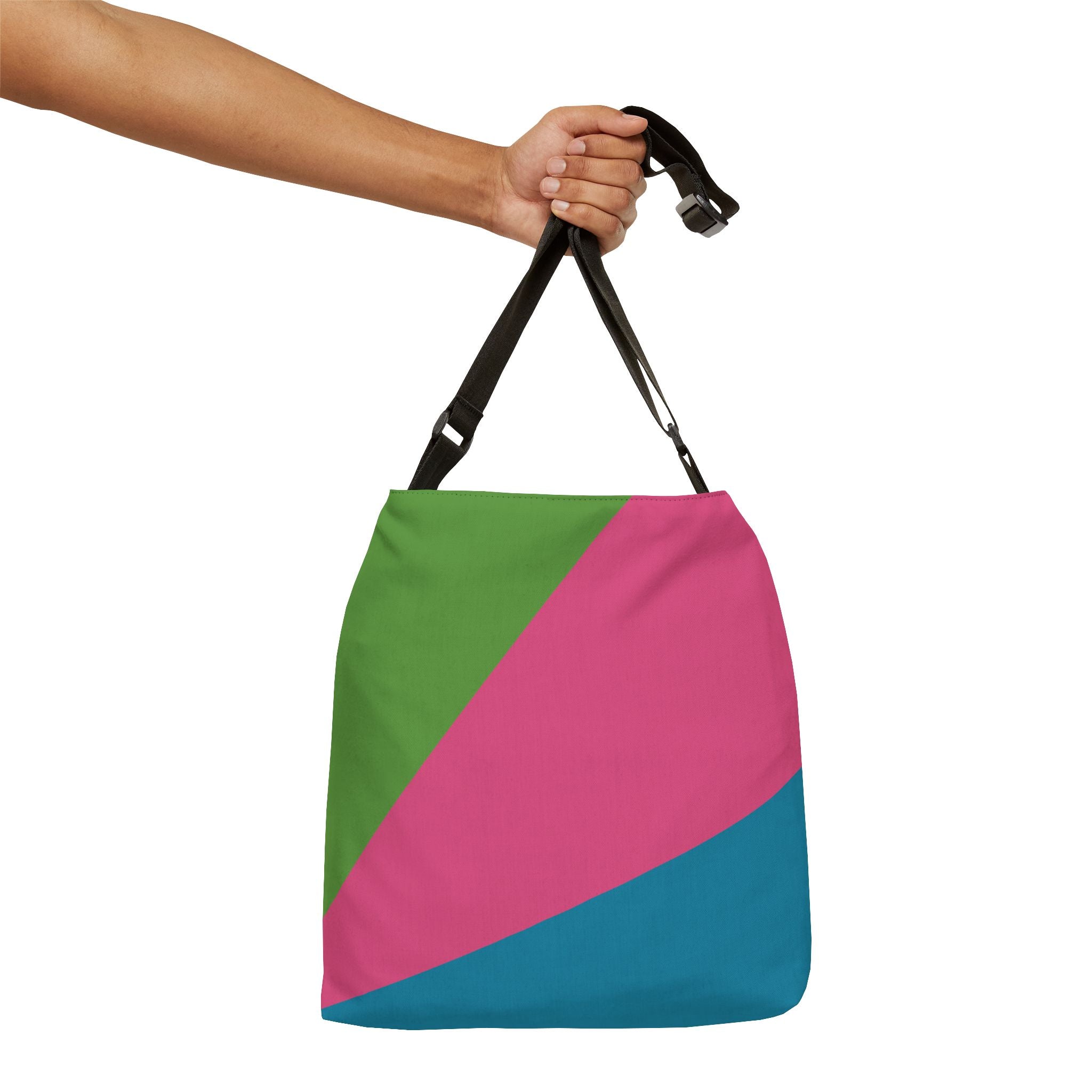 Colorblock Geometric Tote Bag — Adjustable Strap, Bright Abstract Pattern