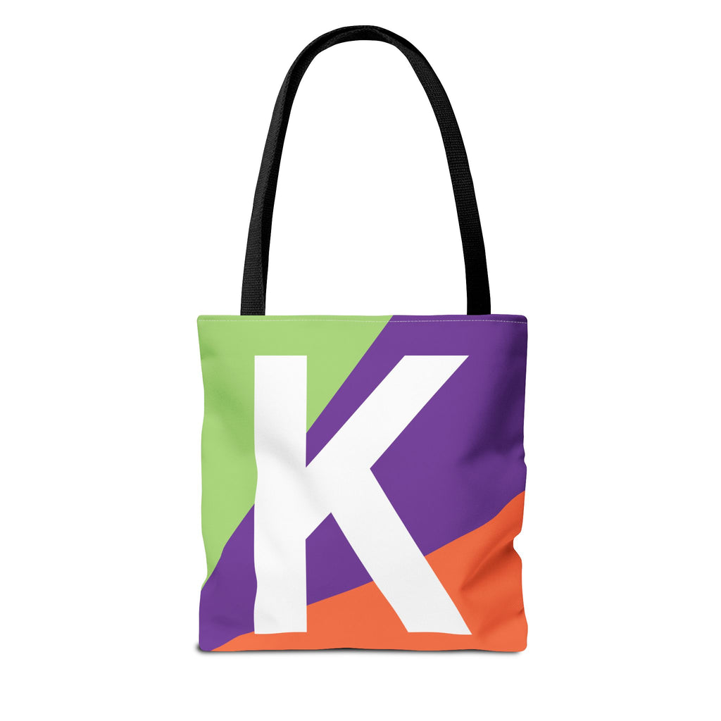 Monogram 'K' Colorblock Tote Bag — Personalized Initial K Shoulder Tote
