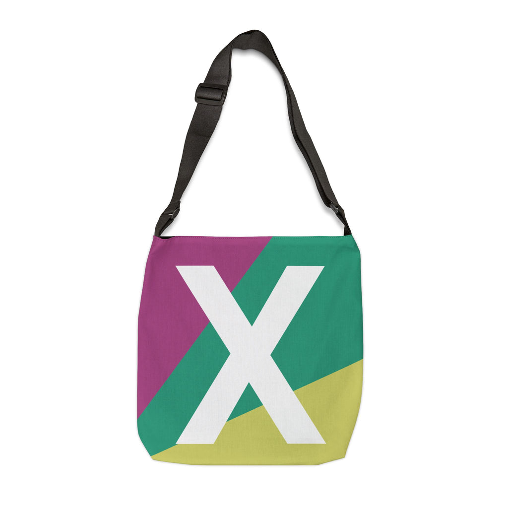 Initial Letter 'X' Colorblock Adjustable Tote Bag — Monogram Alphabet Shoulder Bag