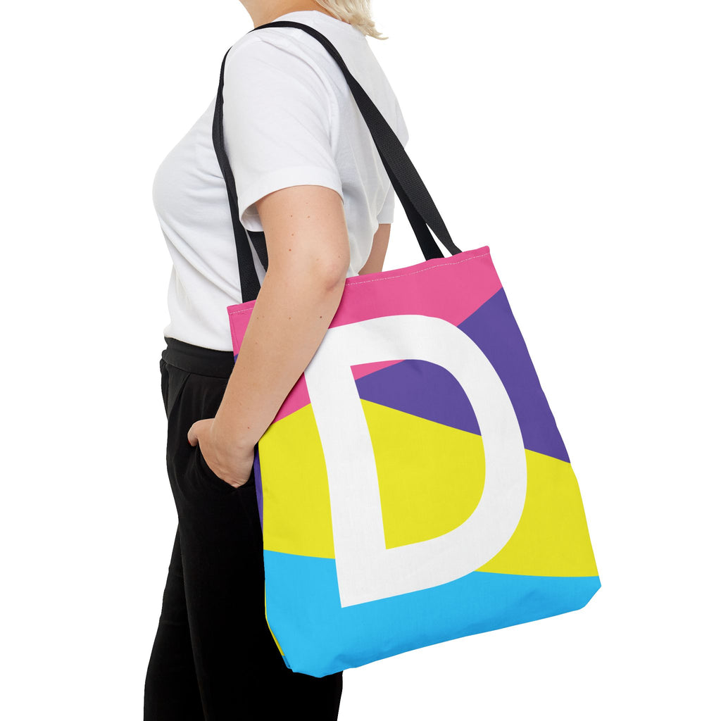 Monogram 'D' Colorblock Tote Bag — Personalized Initial D Shoulder Tote