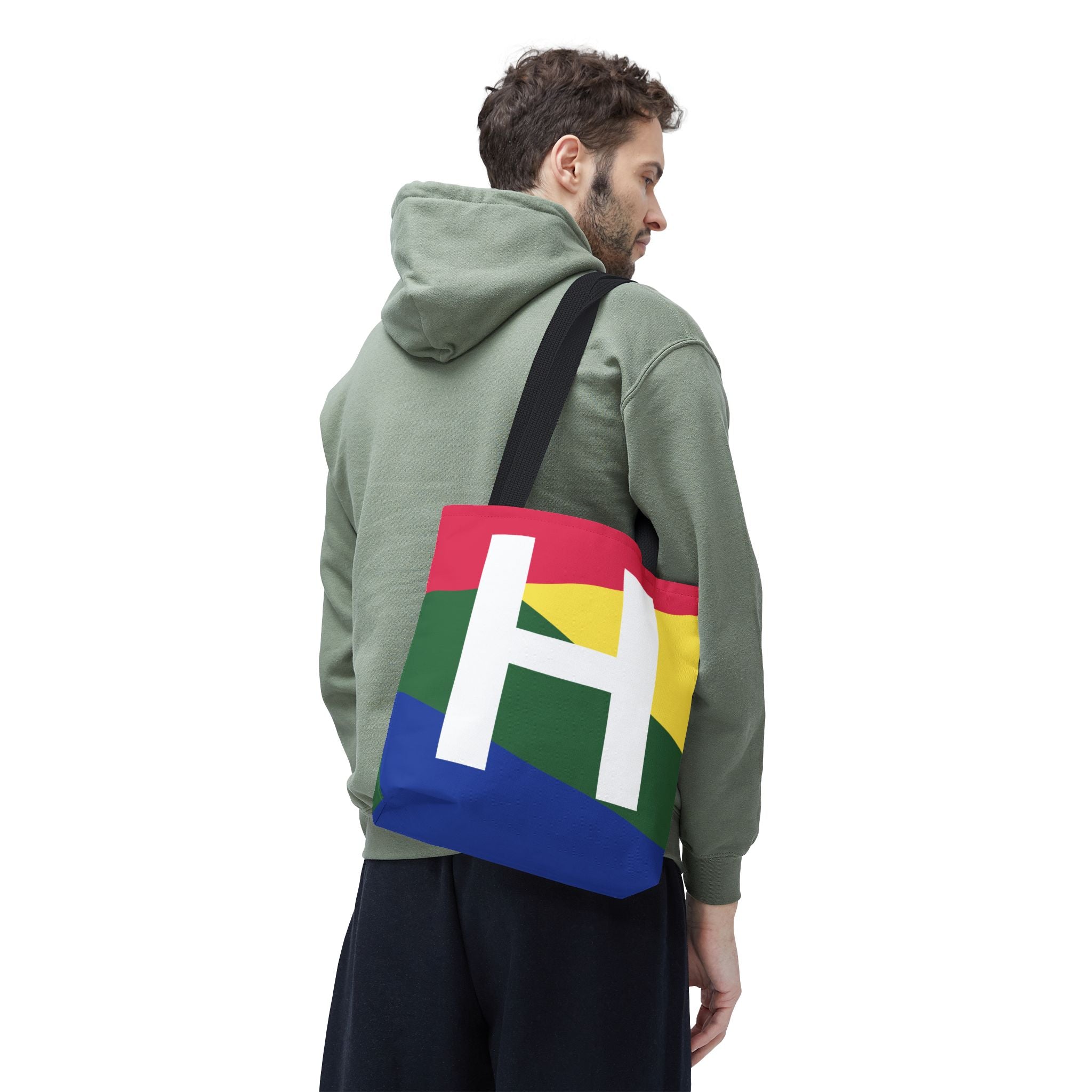 Monogram 'H' Colorblock Tote Bag — Personalized Initial H Shoulder Tote