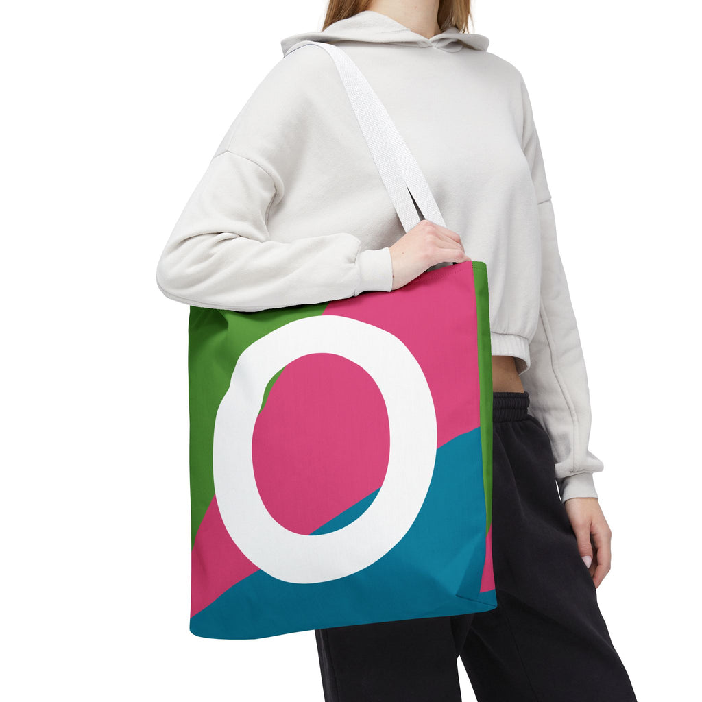 Monogram 'O' Colorblock Tote Bag — Personalized Initial O Shoulder Tote