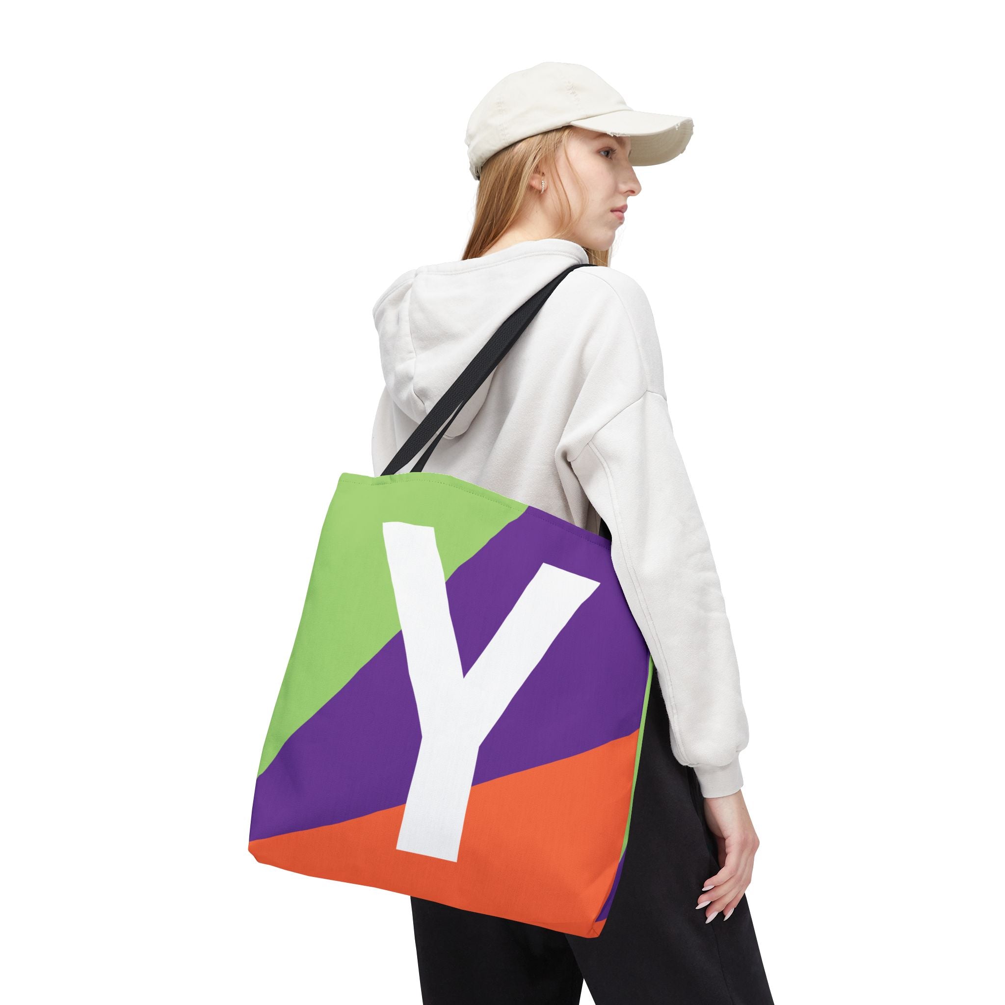 Monogram 'Y' Colorblock Tote Bag — Personalized Initial Y Shoulder Tote