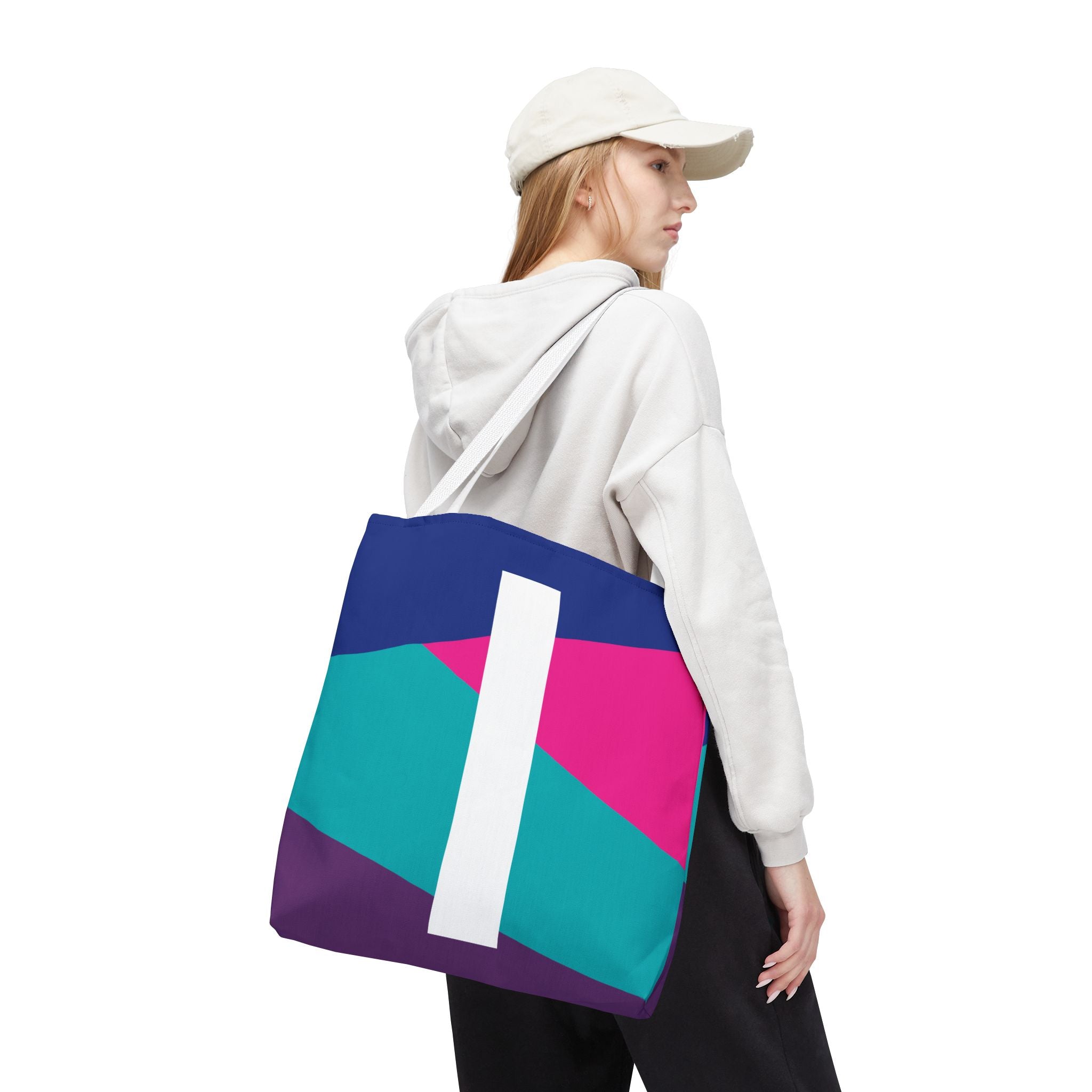 Monogram 'I' Colorblock Tote Bag — Personalized Initial I Shoulder Tote