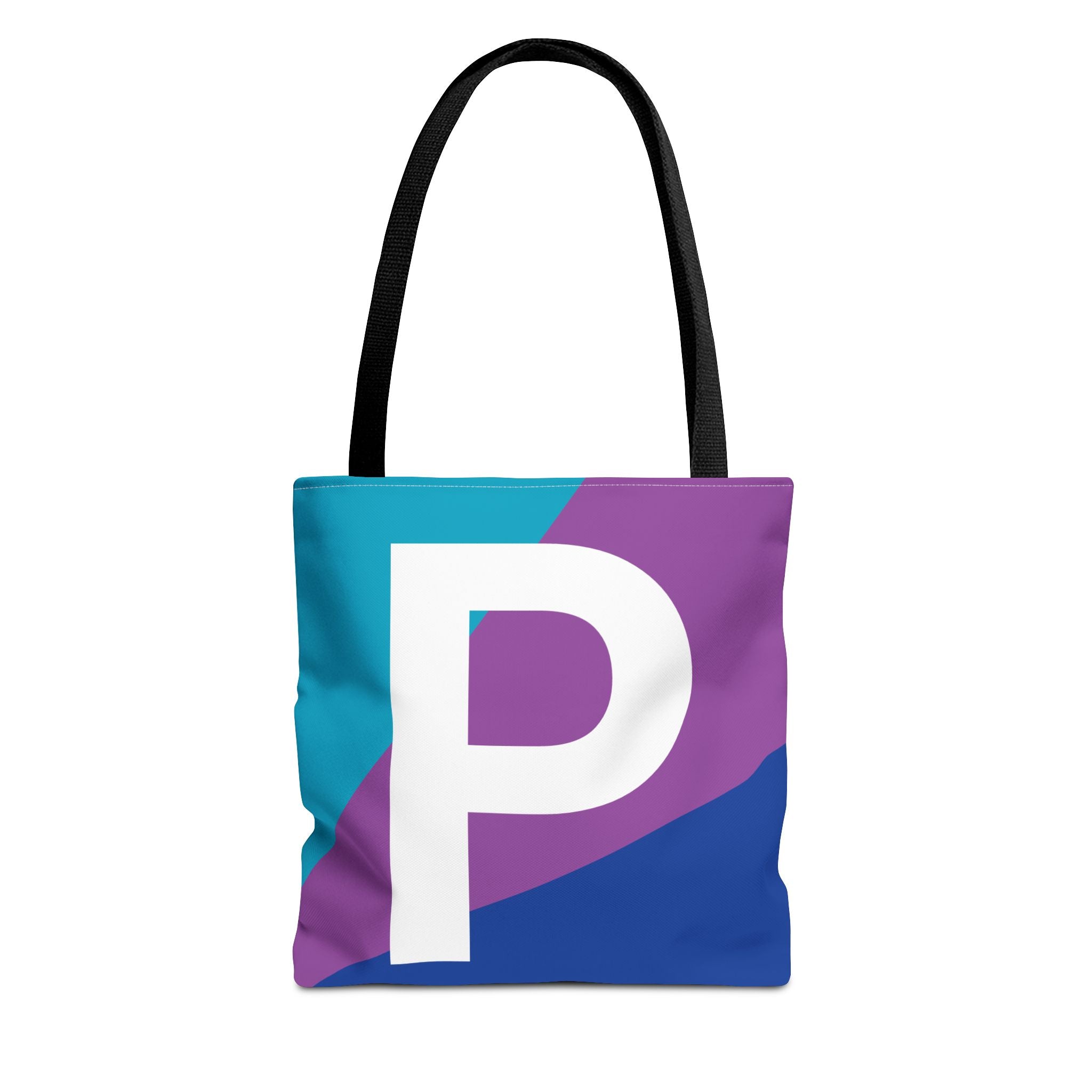 Monogram 'P' Colorblock Tote Bag — Personalized Initial P Shoulder Tote