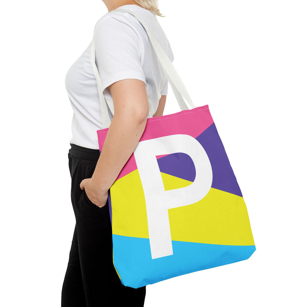 Monogram 'P' Colorblock Tote Bag — Personalized Initial P Shoulder Tote