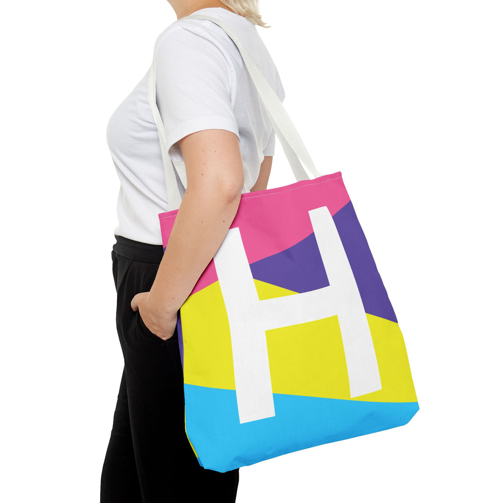Monogram 'H' Colorblock Tote Bag — Personalized Initial H Shoulder Tote