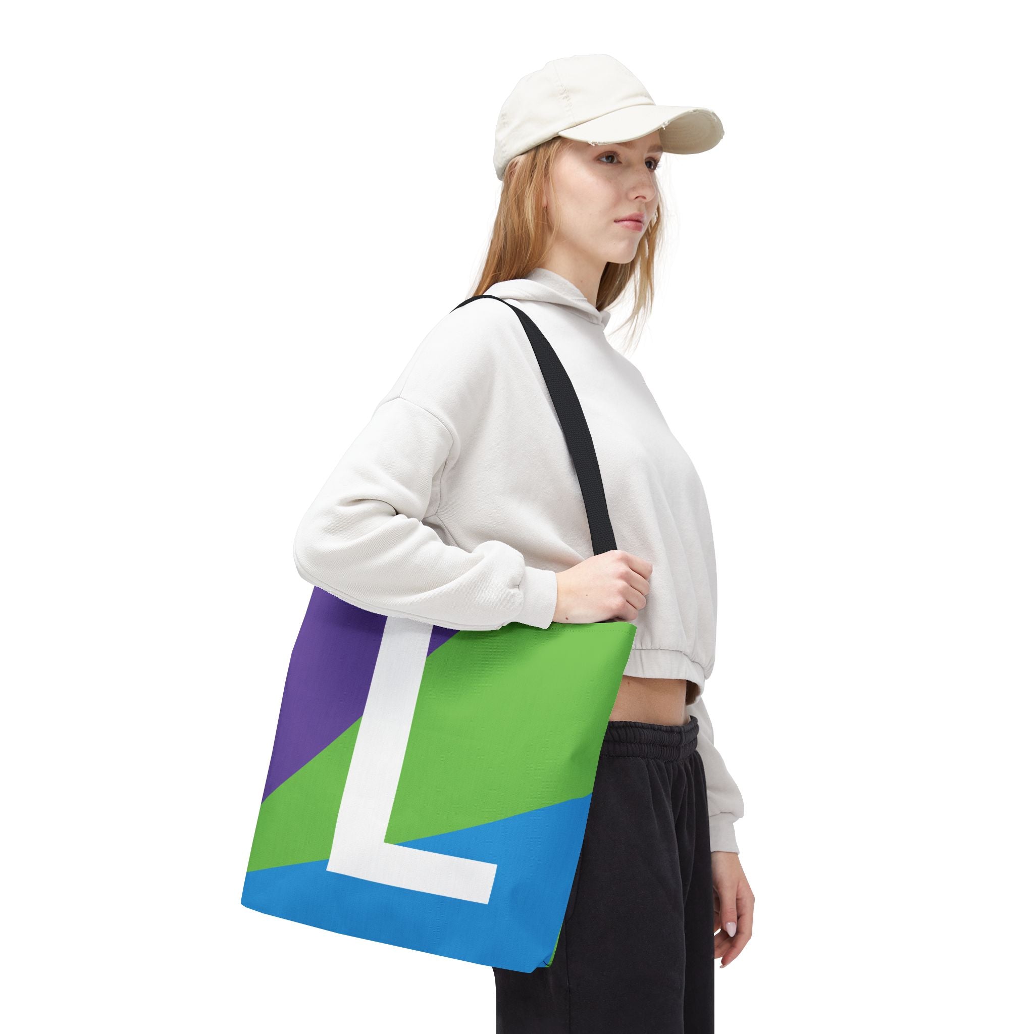 Monogram 'L' Colorblock Tote Bag — Personalized Initial L Shoulder Tote