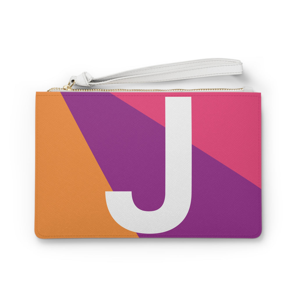 Monogram 'J' Colorblock Clutch Bag — Bold Geometric Wristlet for Everyday & Gifts