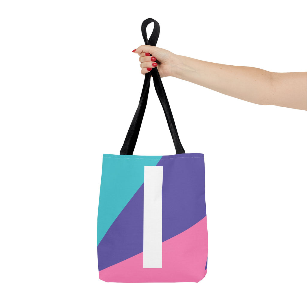 Monogram 'I' Colorblock Tote Bag — Personalized Initial I Shoulder Tote