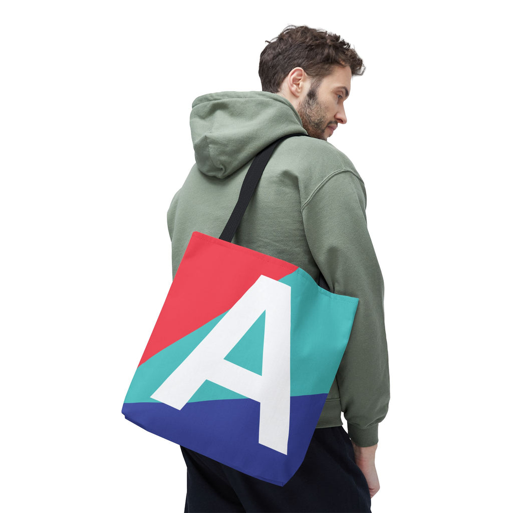 Monogram 'A' Colorblock Tote Bag — Personalized Initial A Shoulder Tote