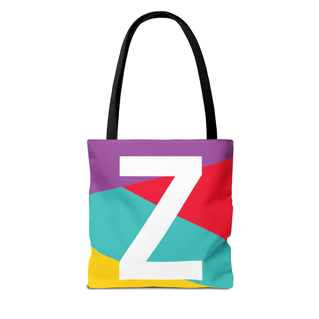 Monogram 'Z' Colorblock Tote Bag — Personalized Initial Z Shoulder Tote