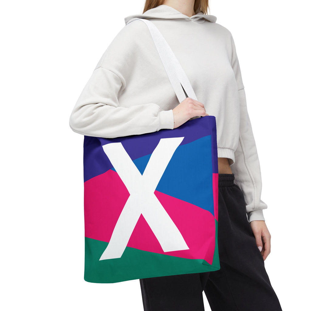 Monogram 'X' Colorblock Tote Bag — Personalized Initial X Shoulder Tote