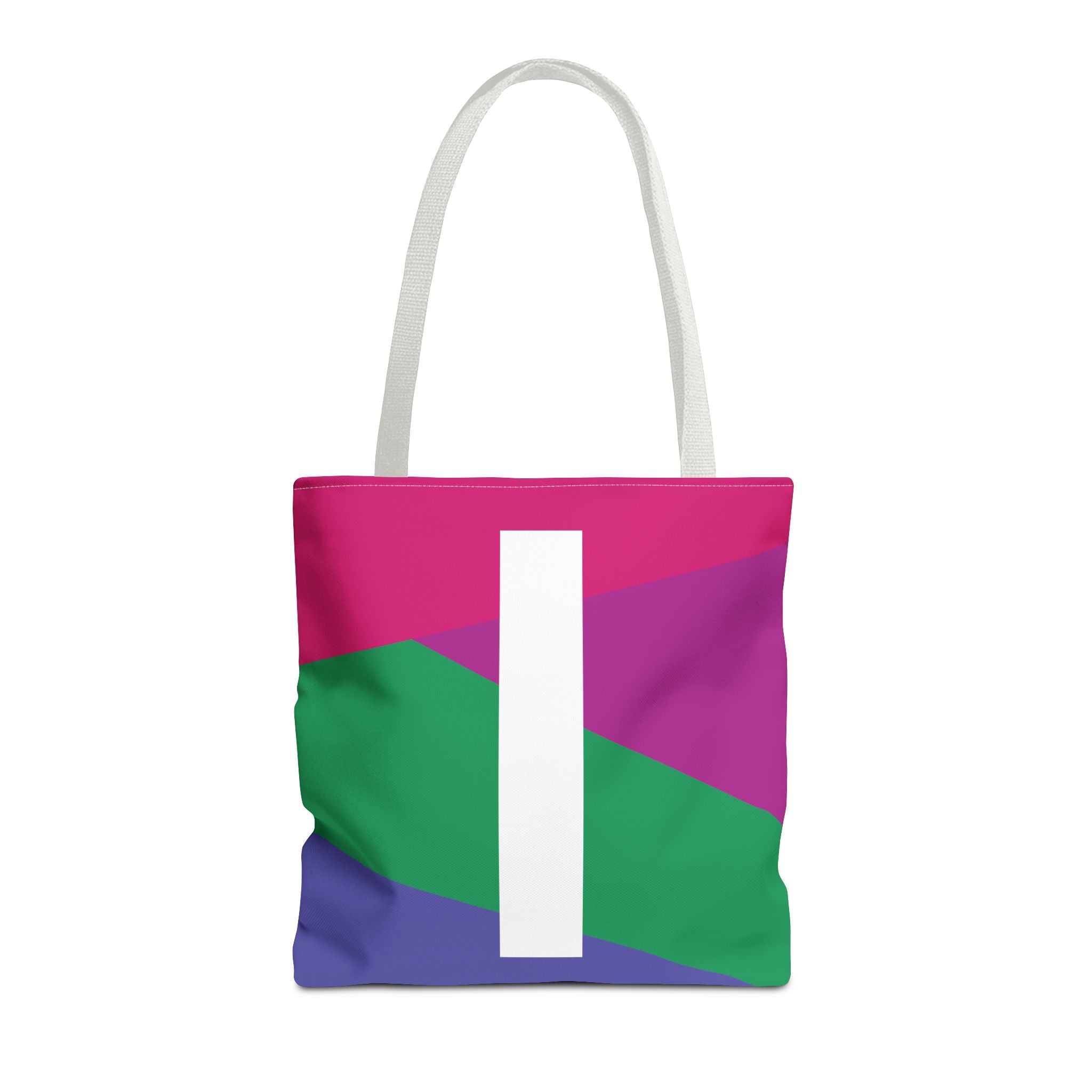 Monogram 'I' Colorblock Tote Bag — Personalized Initial I Shoulder Tote