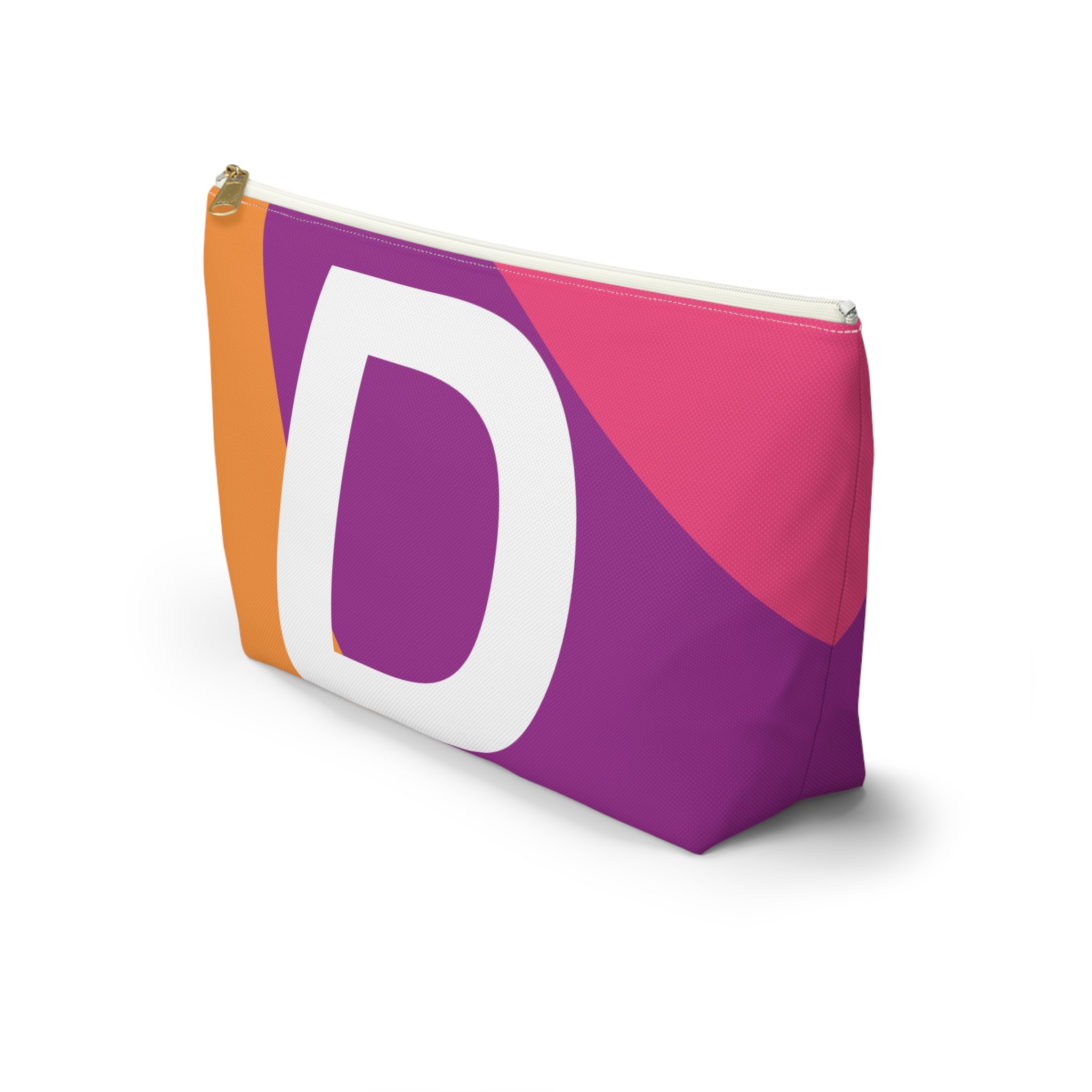 Initials Colorblock Accessory Pouch — Monogram D T-Bottom Cosmetic Bag