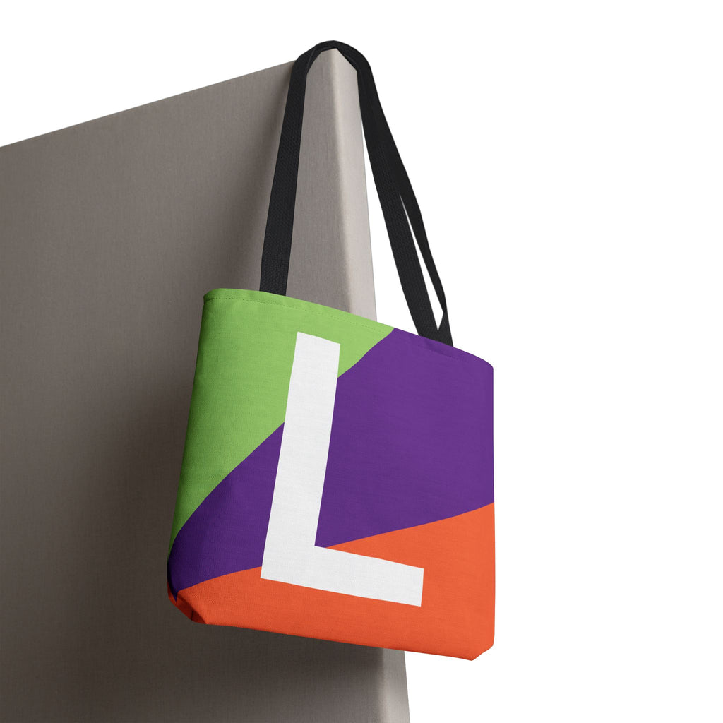 Monogram 'L' Colorblock Tote Bag — Personalized Initial L Shoulder Tote
