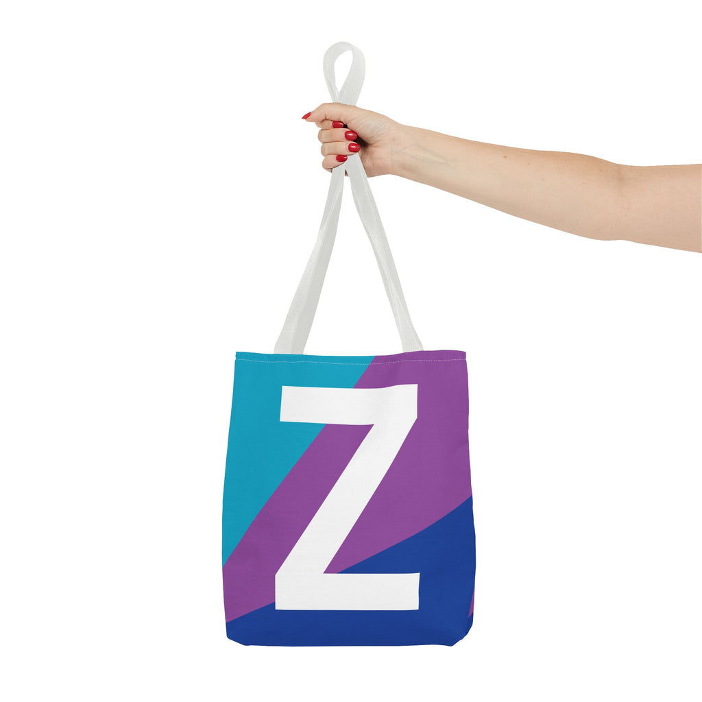 Monogram 'Z' Colorblock Tote Bag — Personalized Initial Z Shoulder Tote
