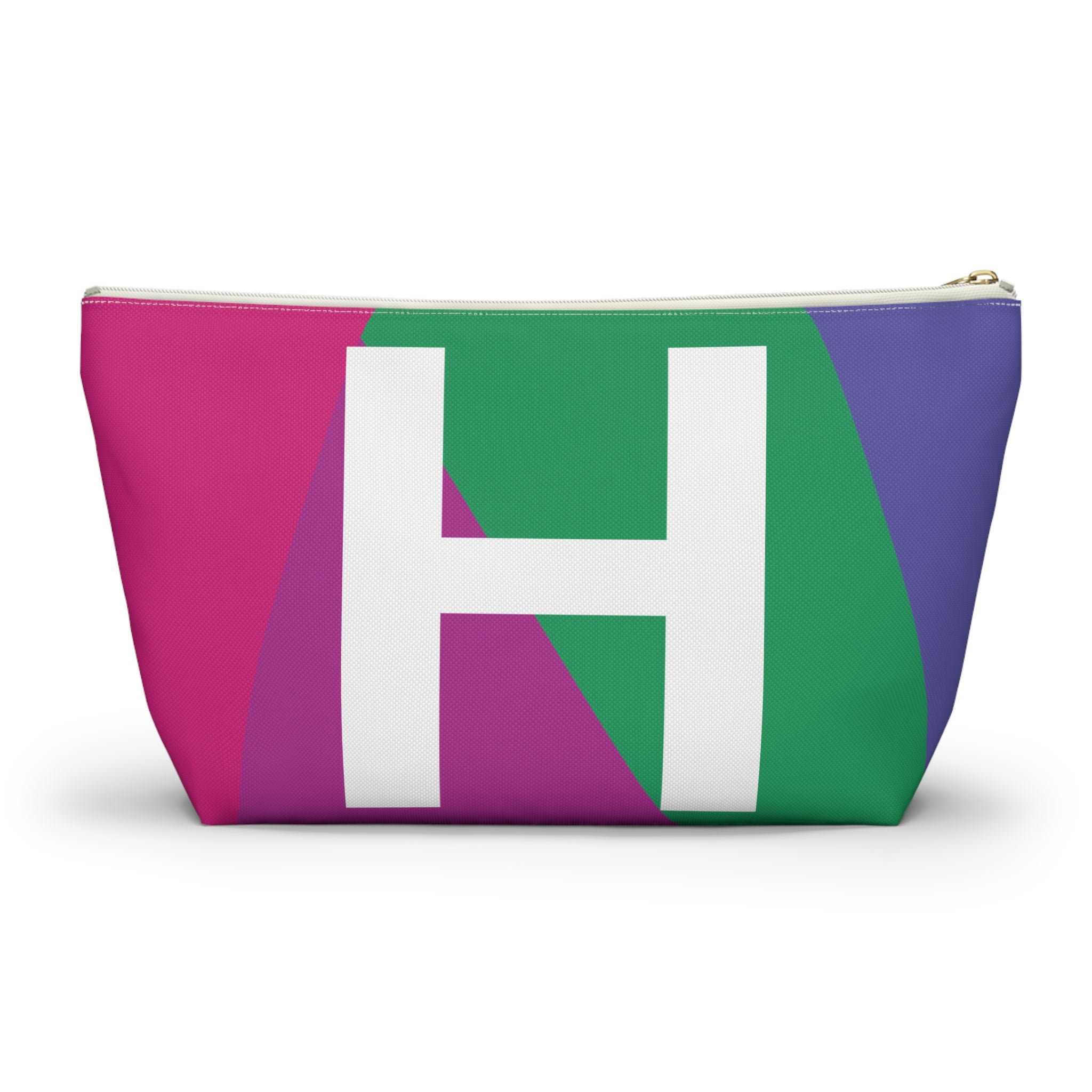Initials Colorblock Accessory Pouch — Monogram H T-Bottom Cosmetic Bag