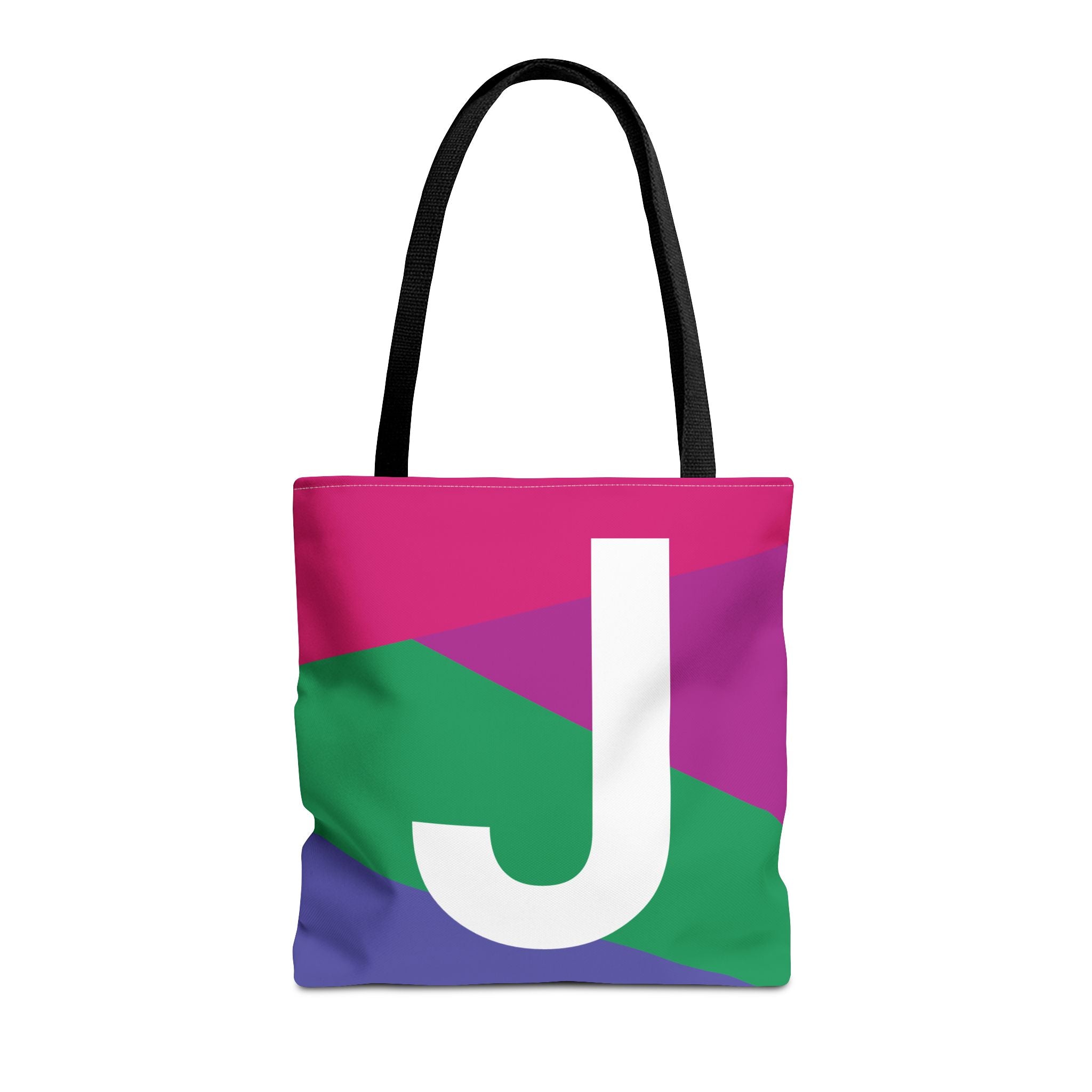Monogram 'J' Colorblock Tote Bag — Personalized Initial J Shoulder Tote