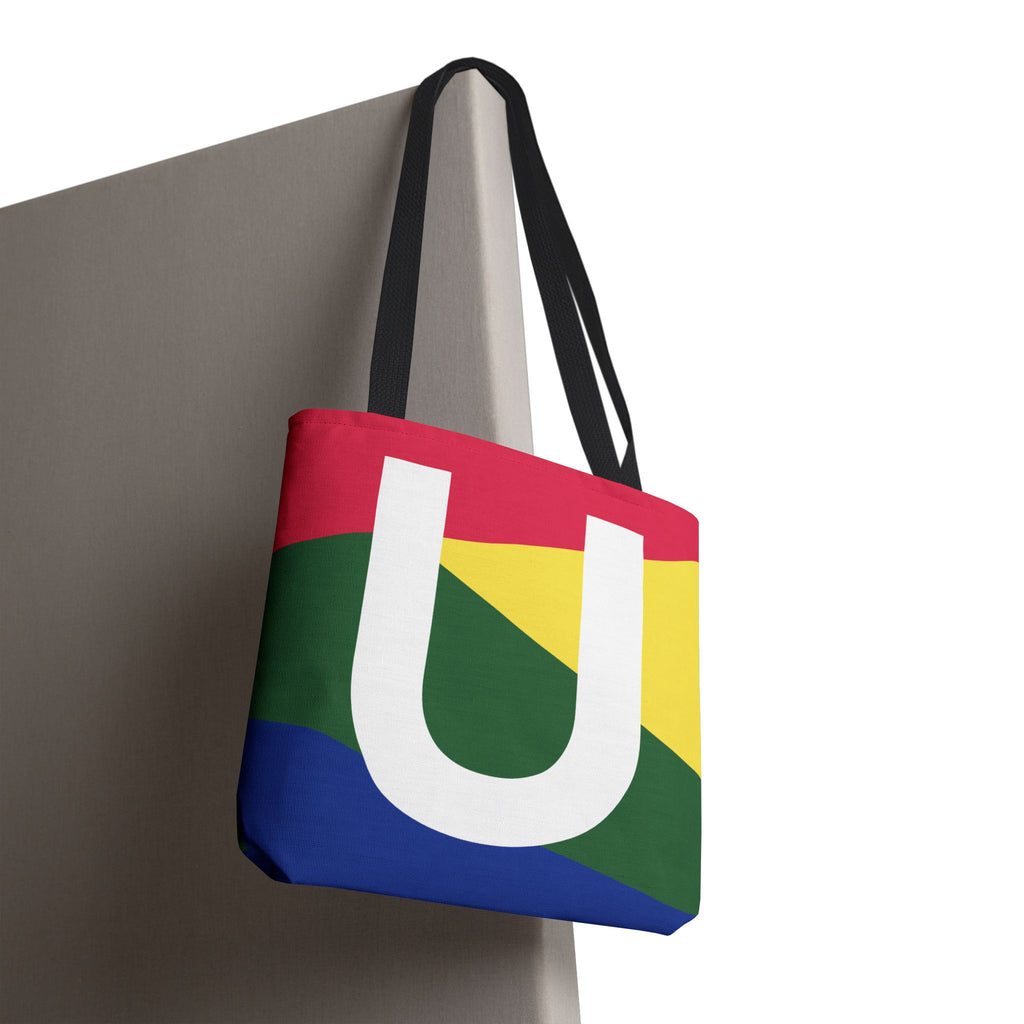Monogram 'U' Colorblock Tote Bag — Personalized Initial U Shoulder Tote