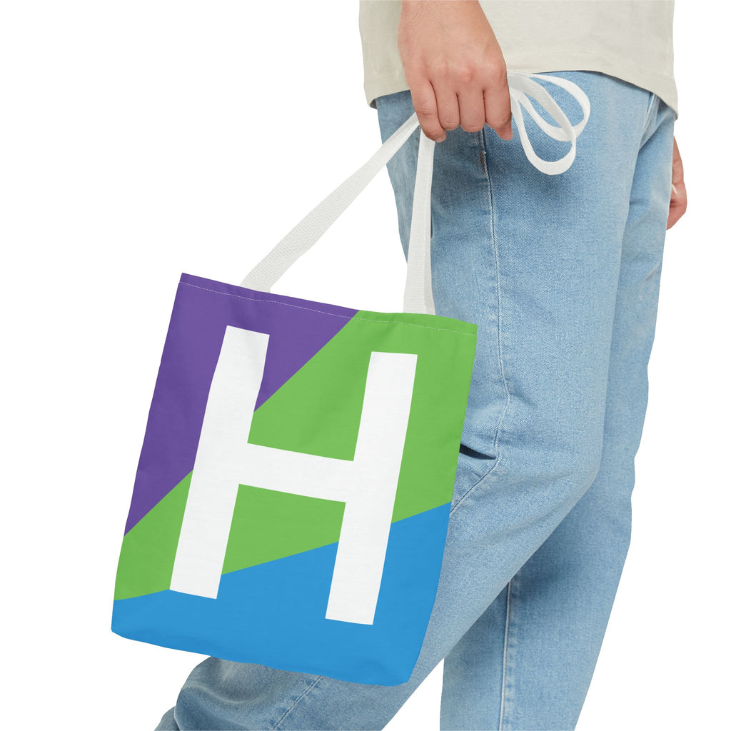Monogram 'H' Colorblock Tote Bag — Personalized Initial H Shoulder Tote