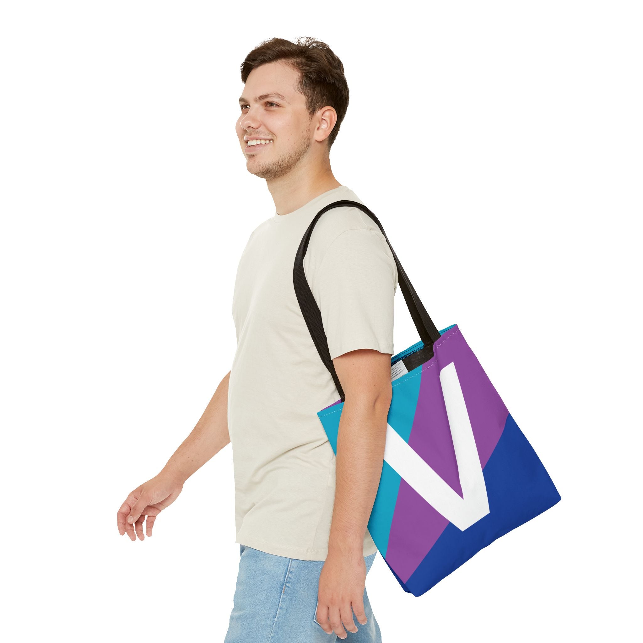 Monogram 'V' Colorblock Tote Bag — Personalized Initial V Shoulder Tote