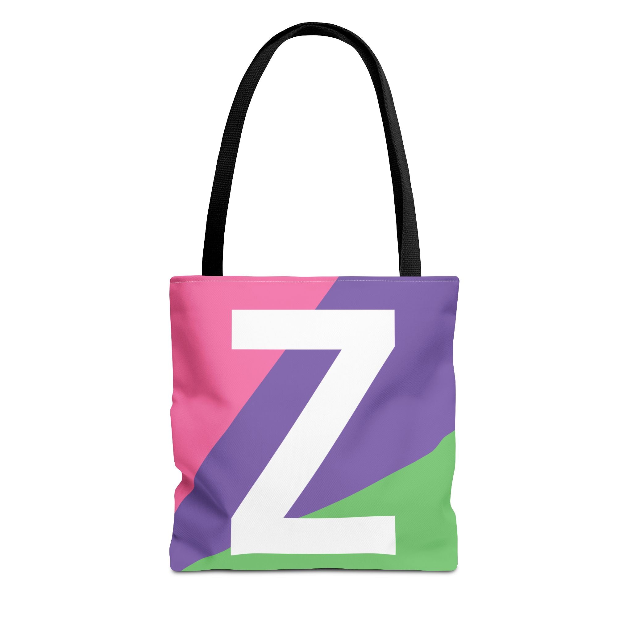 Monogram 'Z' Colorblock Tote Bag — Personalized Initial Z Shoulder Tote
