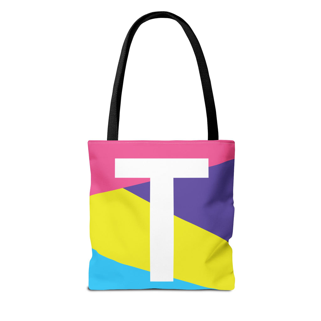Monogram 'T' Colorblock Tote Bag — Personalized Initial T Shoulder Tote