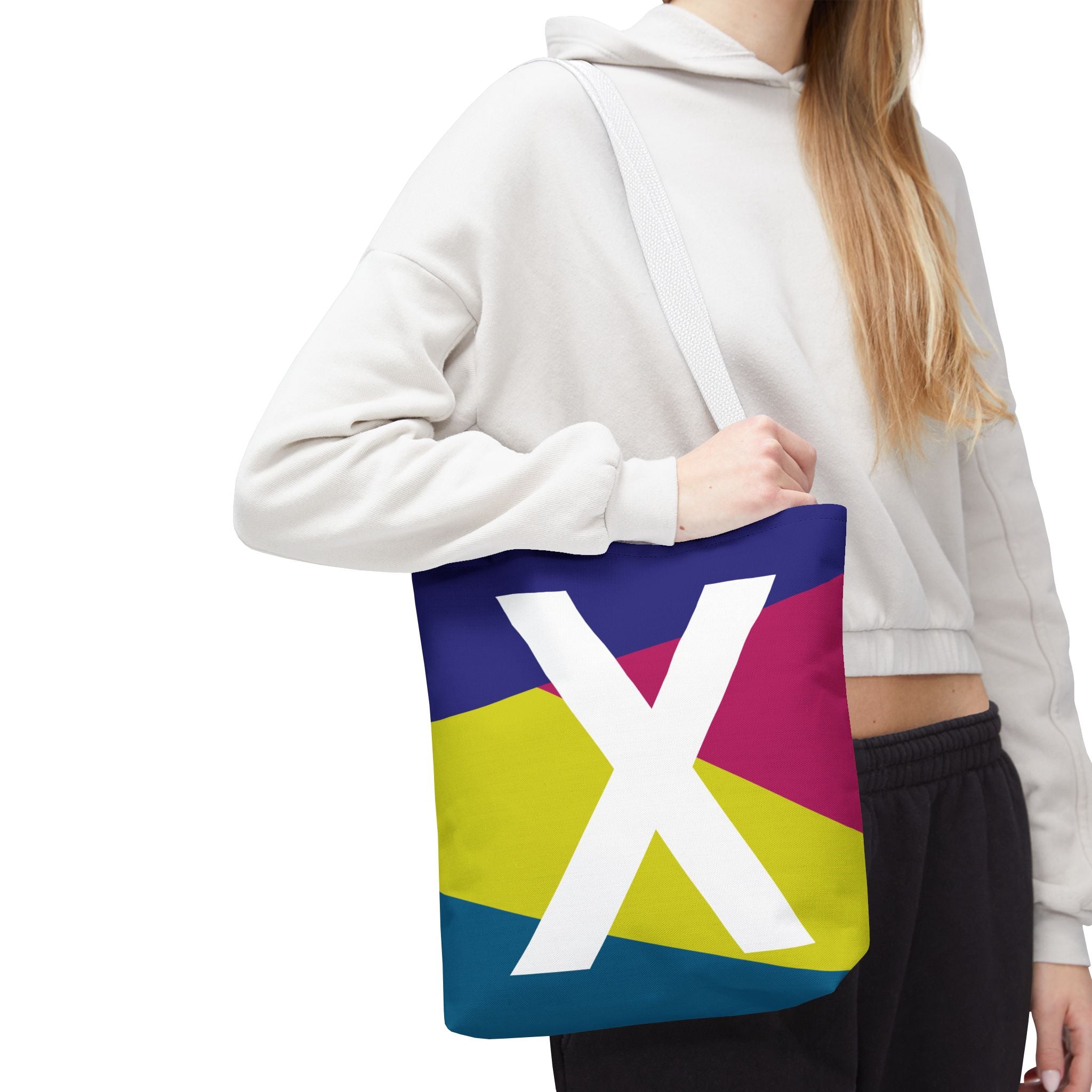 Monogram 'X' Colorblock Tote Bag — Personalized Initial X Shoulder Tote
