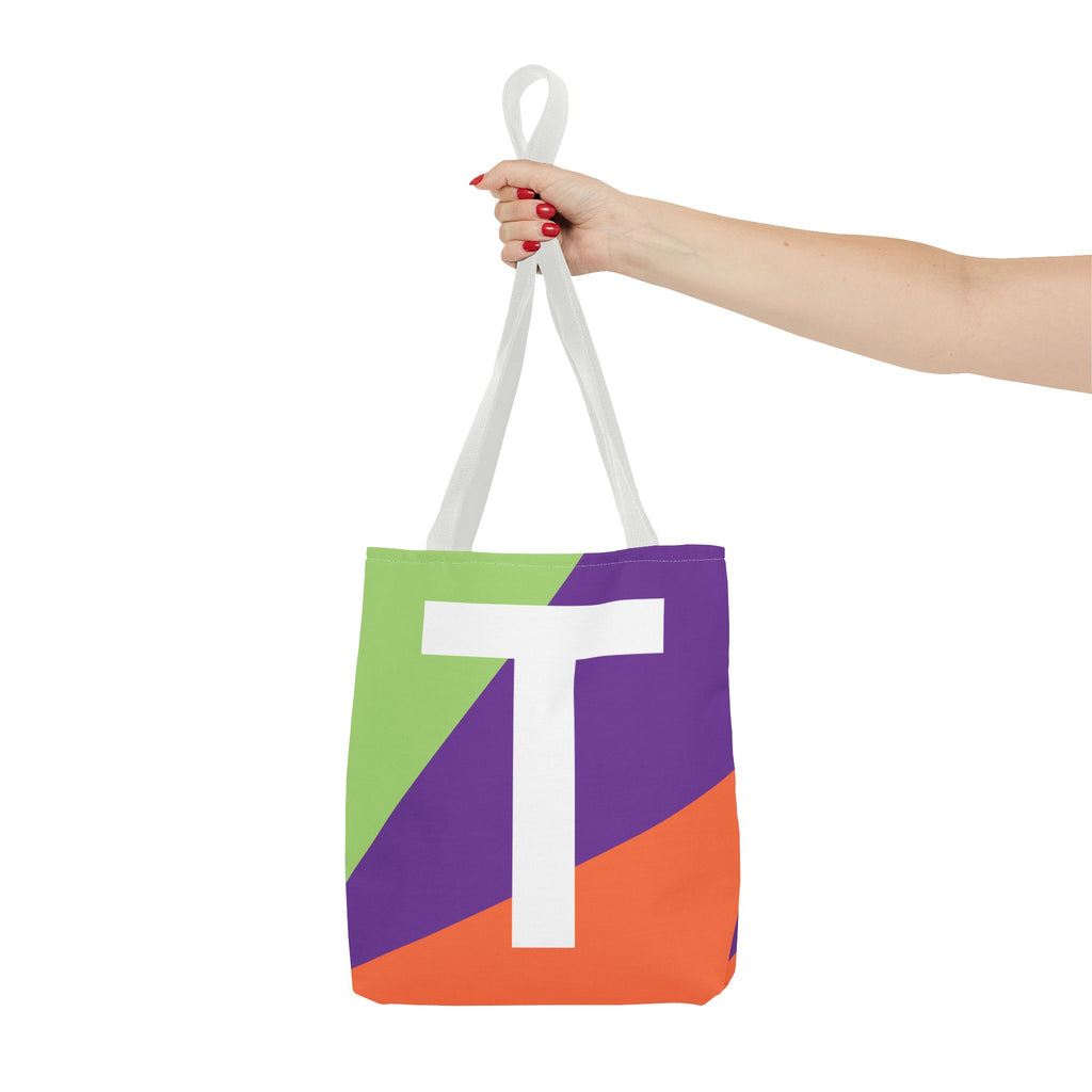 Monogram 'T' Colorblock Tote Bag — Personalized Initial T Shoulder Tote