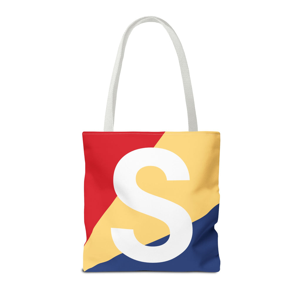 Monogram 'S' Colorblock Tote Bag — Personalized Initial S Shoulder Tote