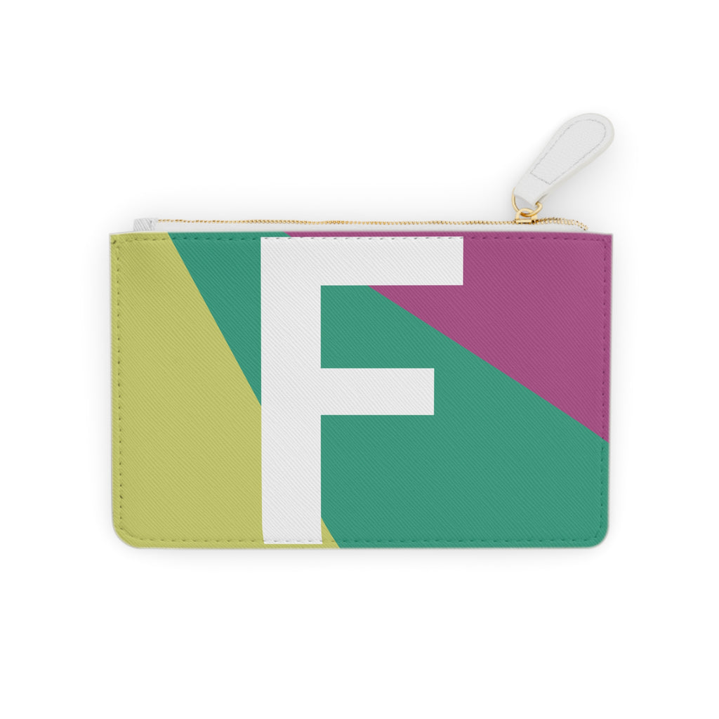 Initial F Mini Clutch — Colorblock Monogram Wristlet Wallet