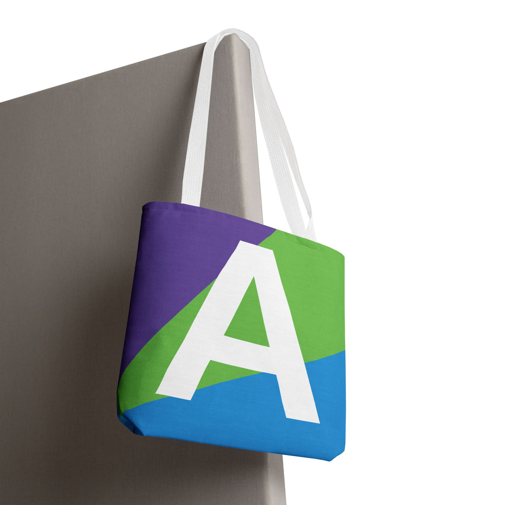 Monogram 'A' Colorblock Tote Bag — Personalized Initial A Shoulder Tote