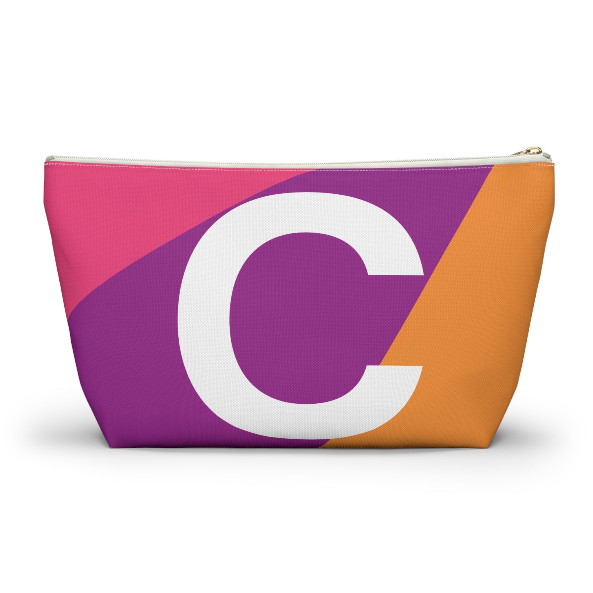 Initials Colorblock Accessory Pouch — Monogram C T-Bottom Cosmetic Bag