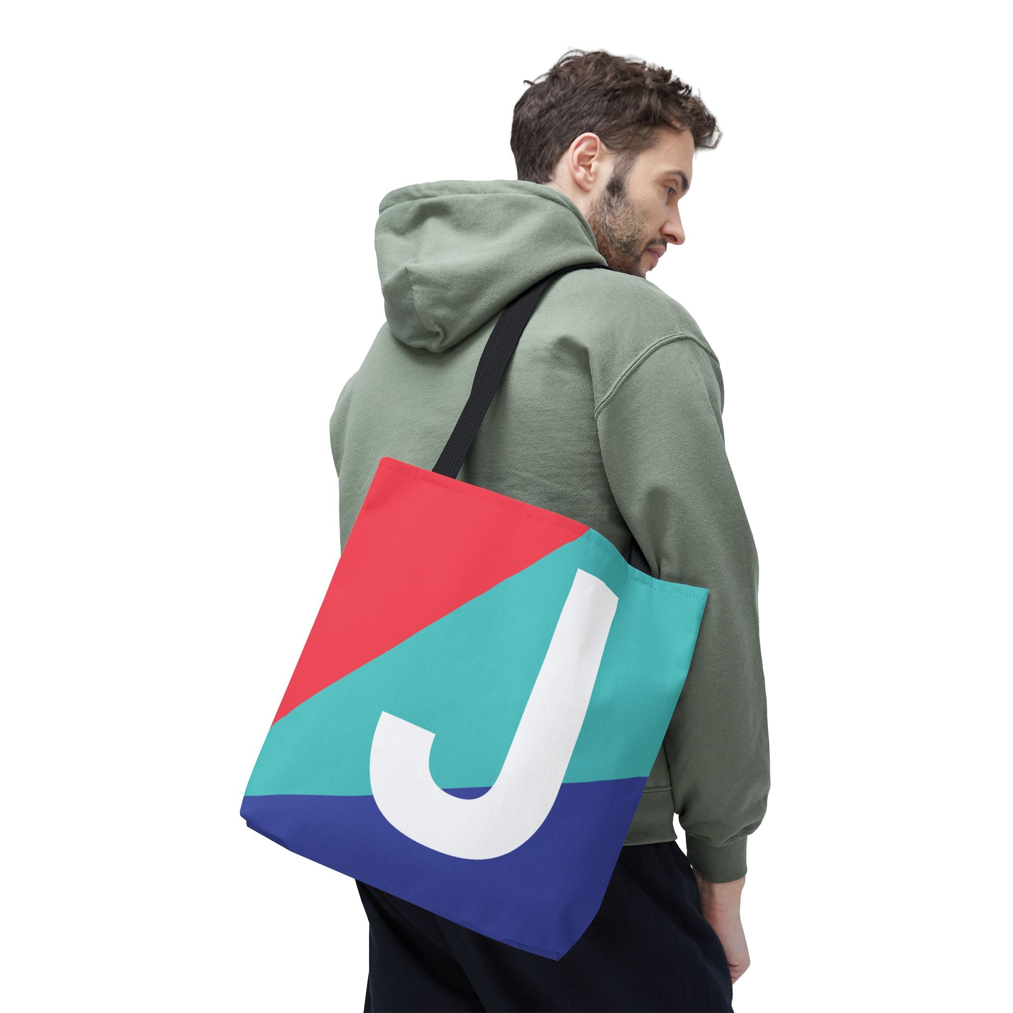 Monogram 'J' Colorblock Tote Bag — Personalized Initial J Shoulder Tote